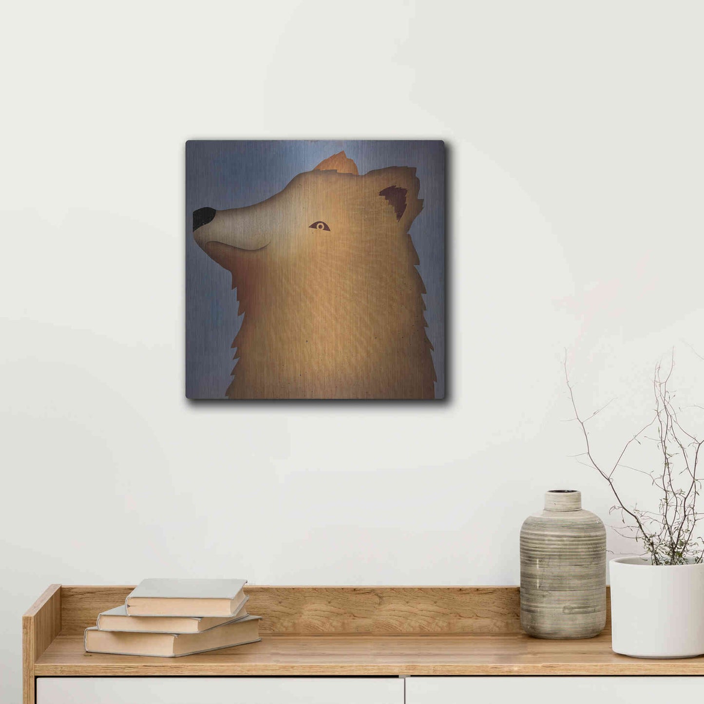 Luxe Metal Art 'Brown Bear Wow' by Ryan Fowler, Metal Wall Art,12x12