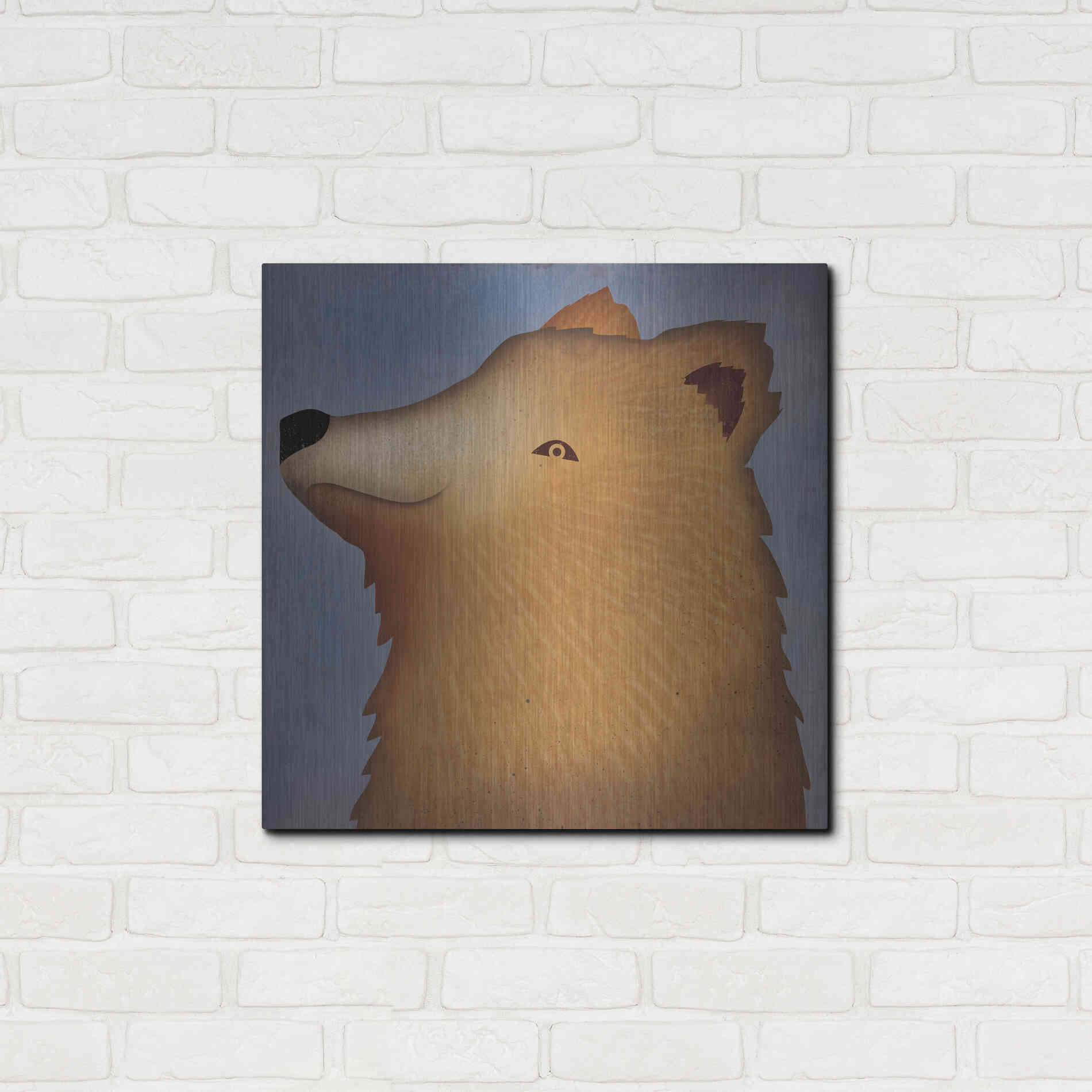 Luxe Metal Art 'Brown Bear Wow' by Ryan Fowler, Metal Wall Art,24x24