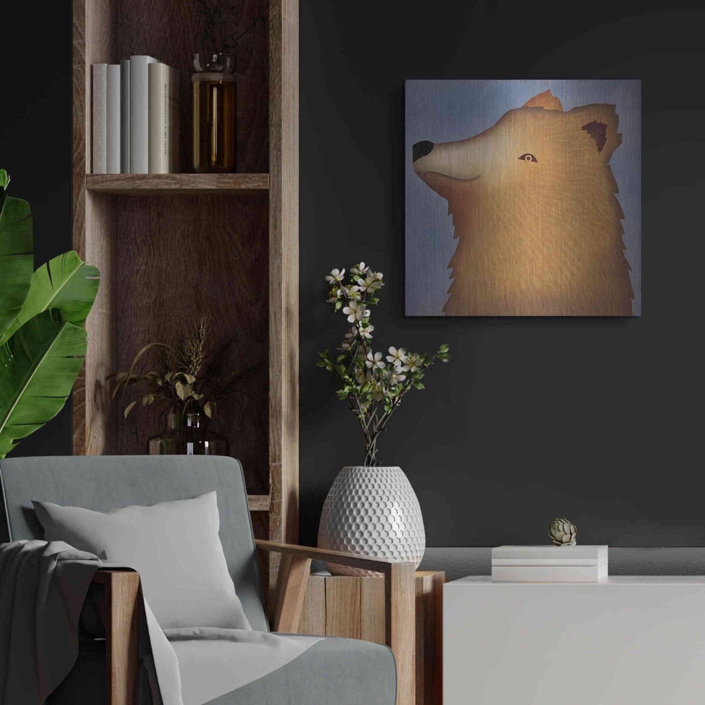 Luxe Metal Art 'Brown Bear Wow' by Ryan Fowler, Metal Wall Art,24x24