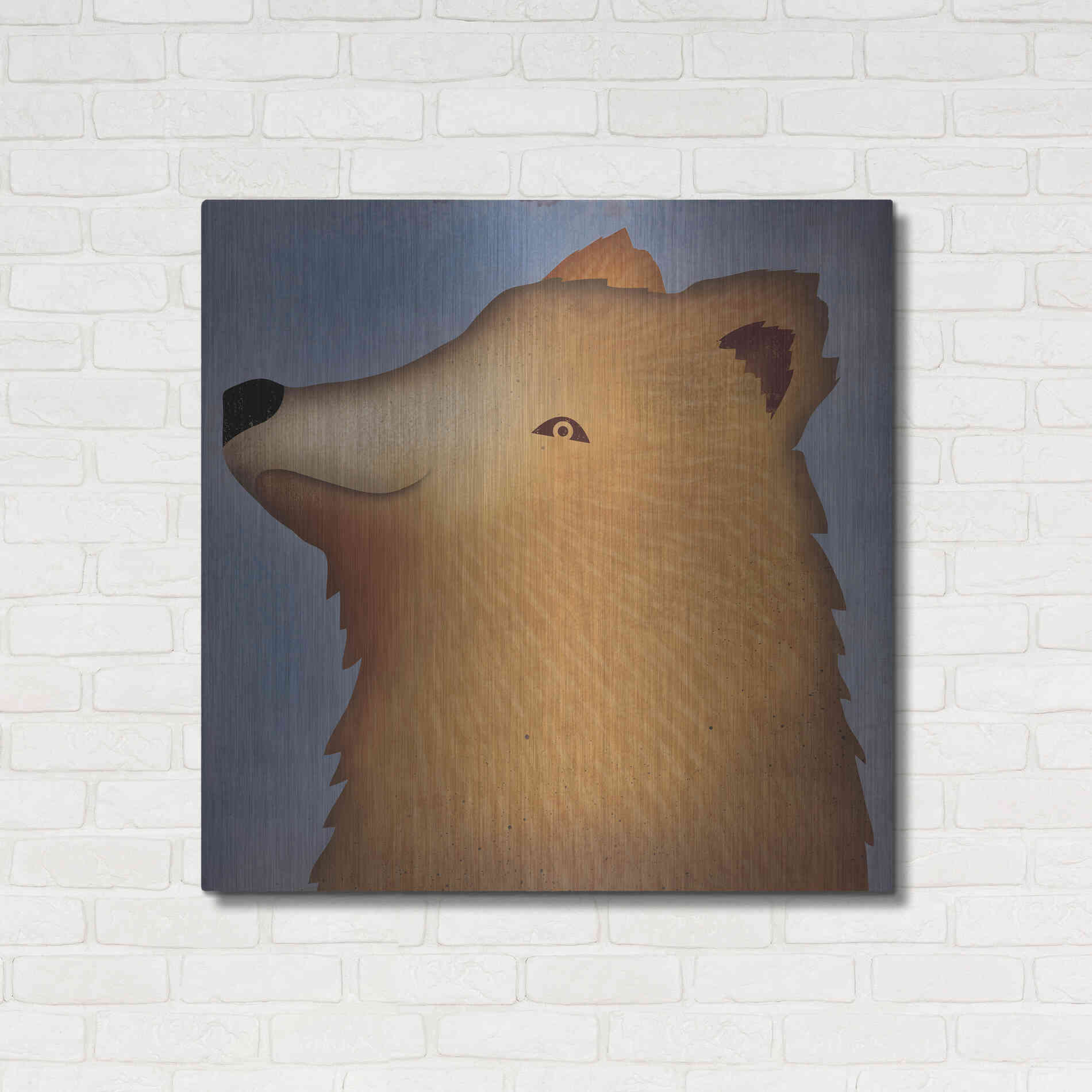 Luxe Metal Art 'Brown Bear Wow' by Ryan Fowler, Metal Wall Art,36x36