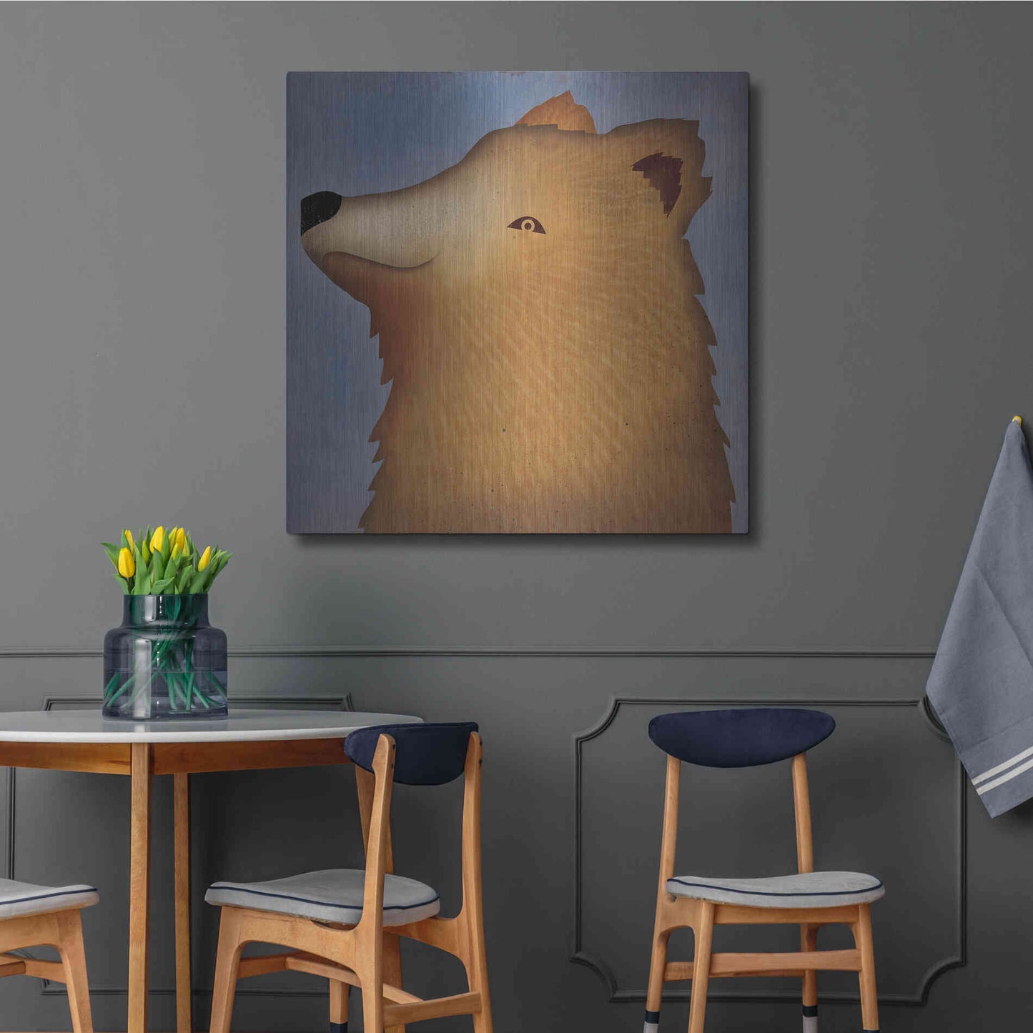 Luxe Metal Art 'Brown Bear Wow' by Ryan Fowler, Metal Wall Art,36x36
