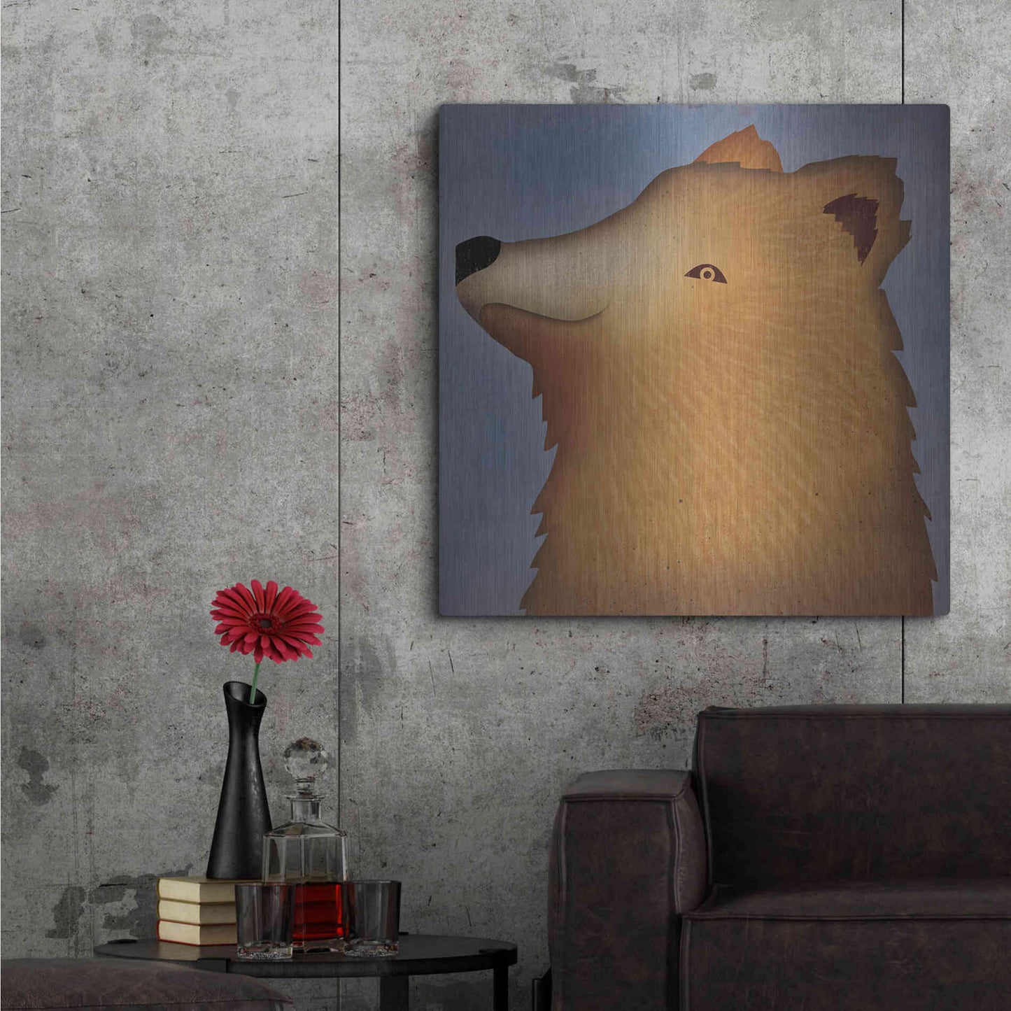 Luxe Metal Art 'Brown Bear Wow' by Ryan Fowler, Metal Wall Art,36x36