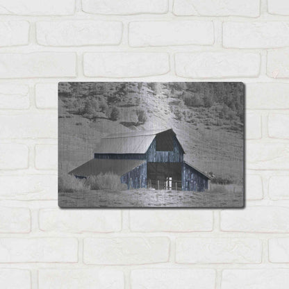 Luxe Metal Art 'Blue Barn II' by Lori Deiter, Metal Wall Art,16x12