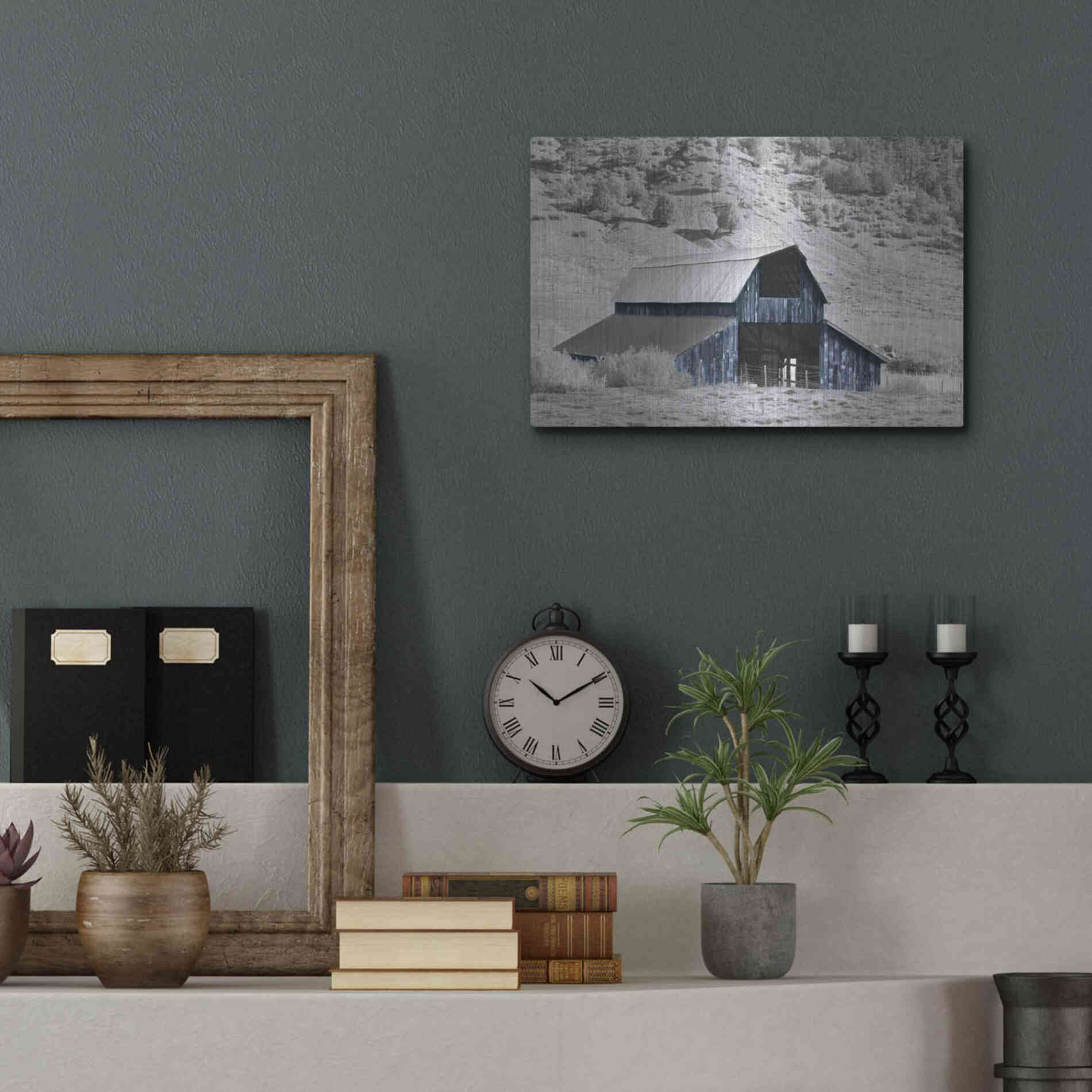 Luxe Metal Art 'Blue Barn II' by Lori Deiter, Metal Wall Art,16x12