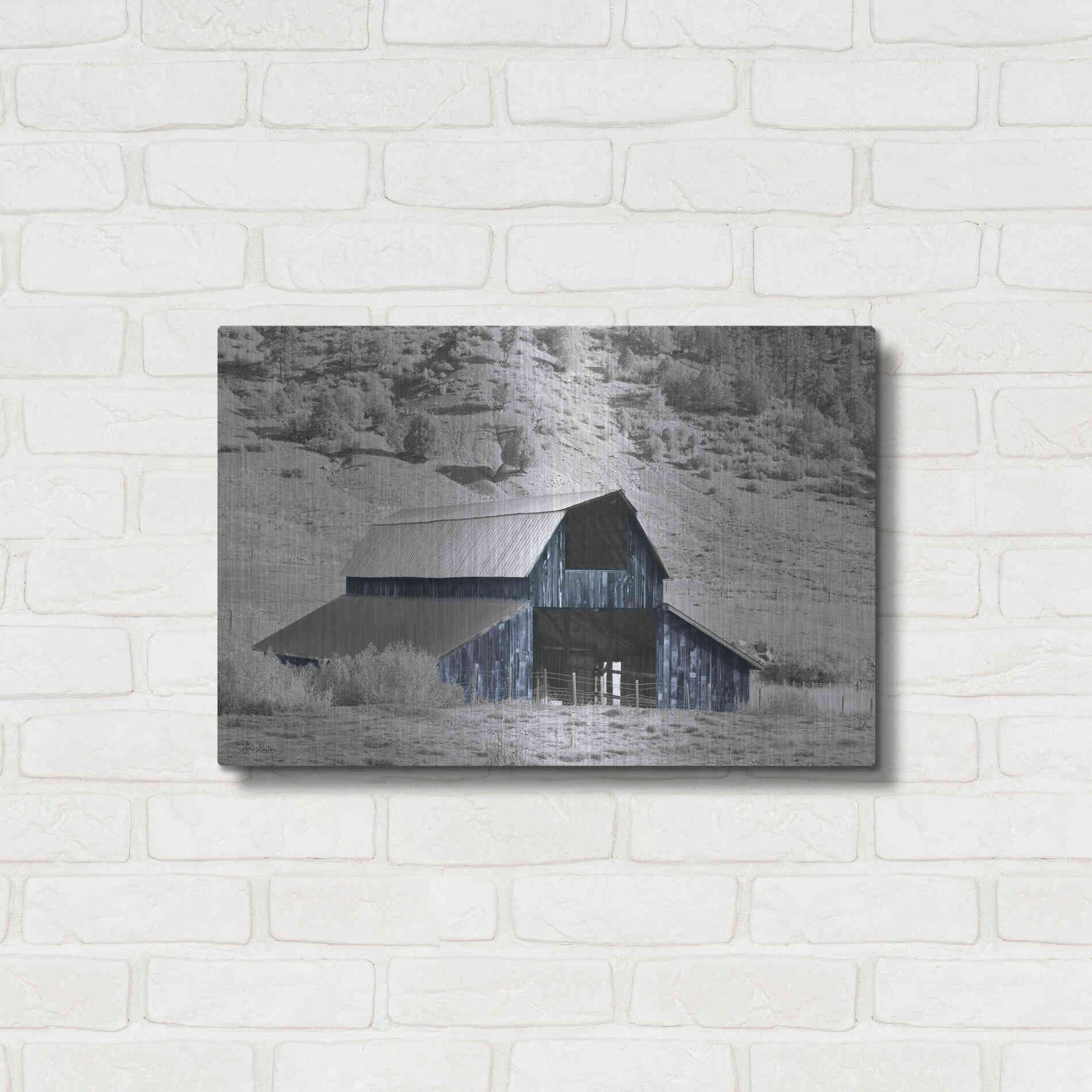 Luxe Metal Art 'Blue Barn II' by Lori Deiter, Metal Wall Art,24x16