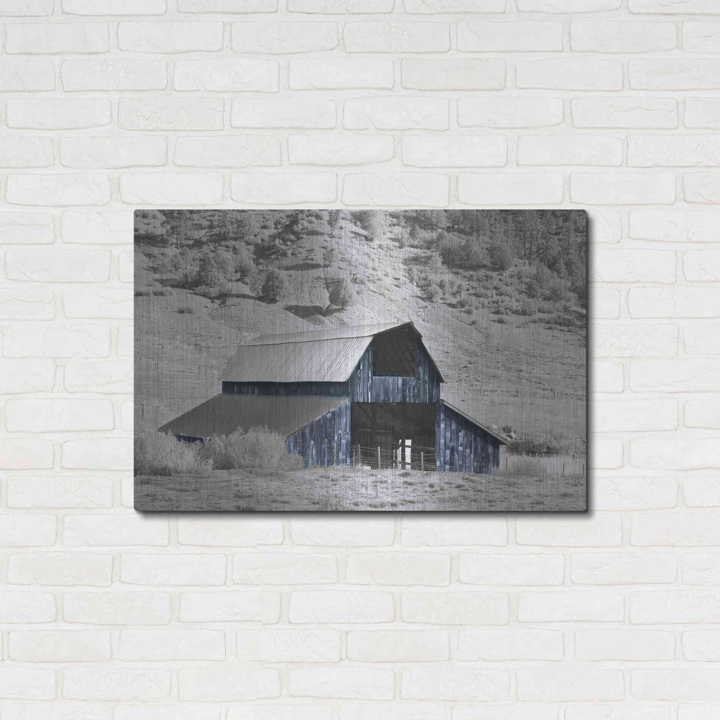 Luxe Metal Art 'Blue Barn II' by Lori Deiter, Metal Wall Art,36x24
