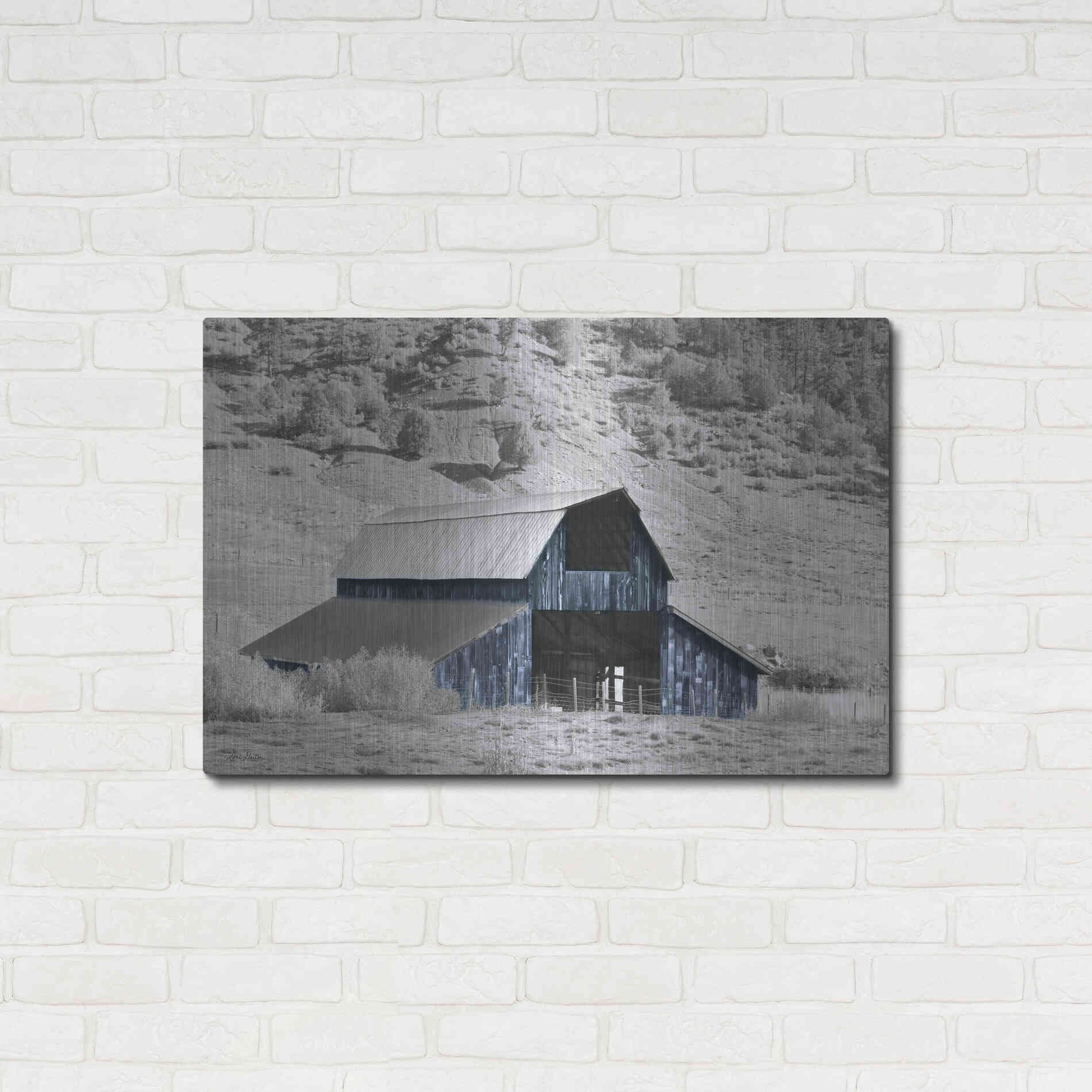 Luxe Metal Art 'Blue Barn II' by Lori Deiter, Metal Wall Art,36x24