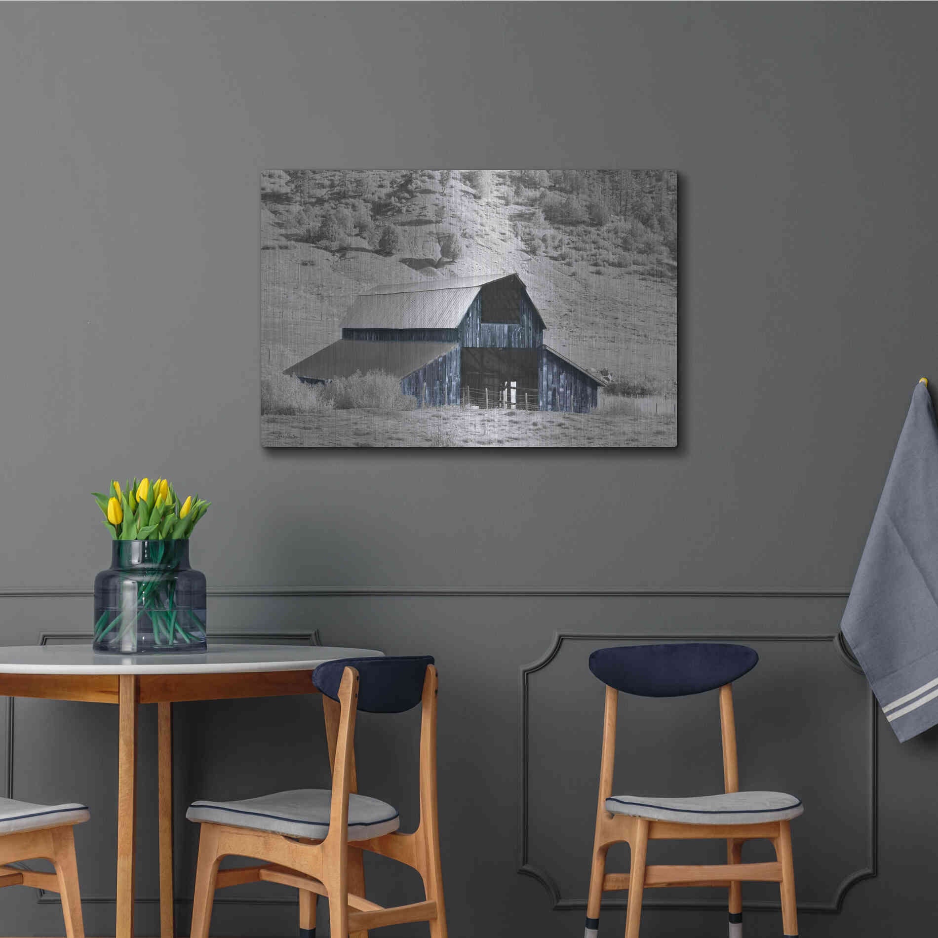 Luxe Metal Art 'Blue Barn II' by Lori Deiter, Metal Wall Art,36x24