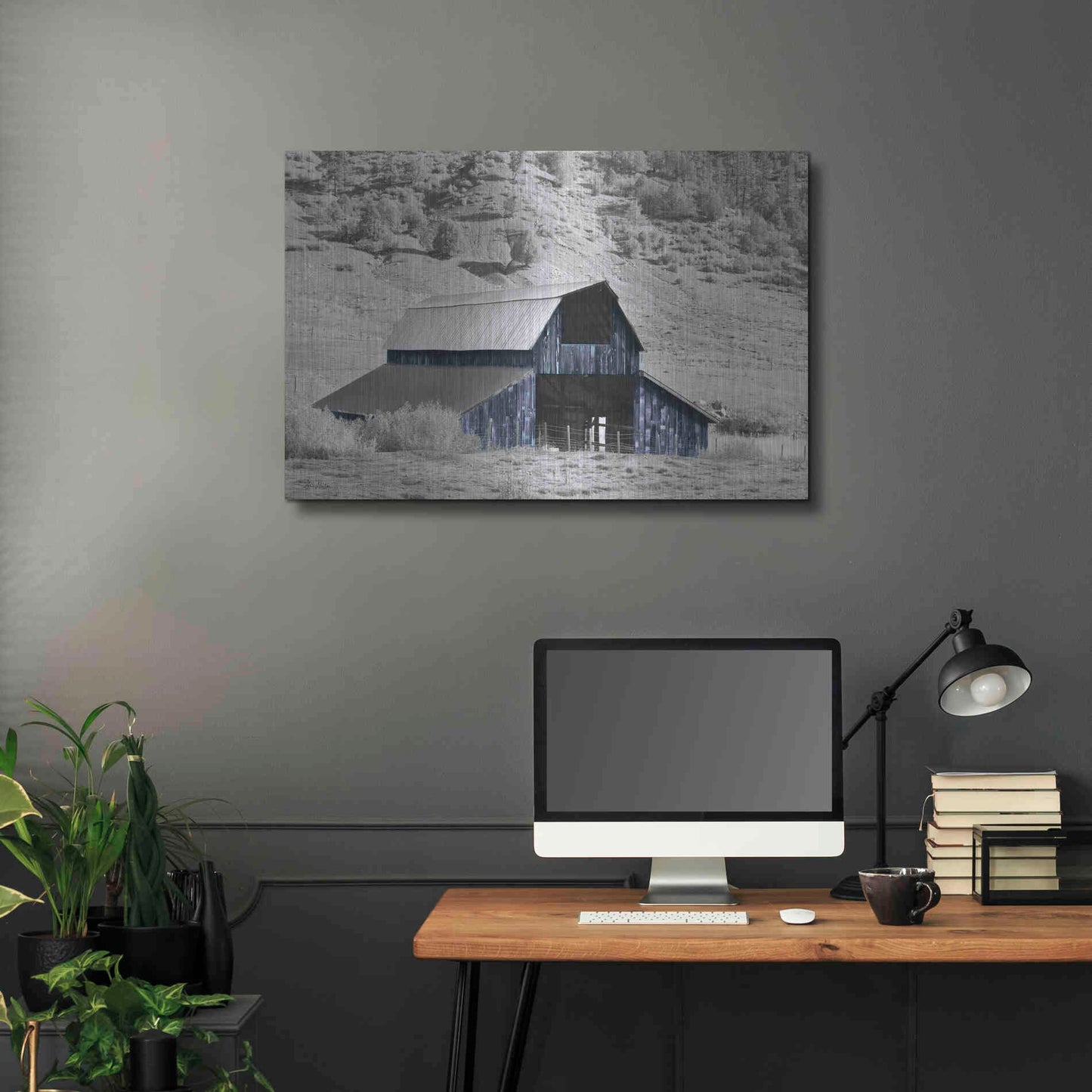 Luxe Metal Art 'Blue Barn II' by Lori Deiter, Metal Wall Art,36x24