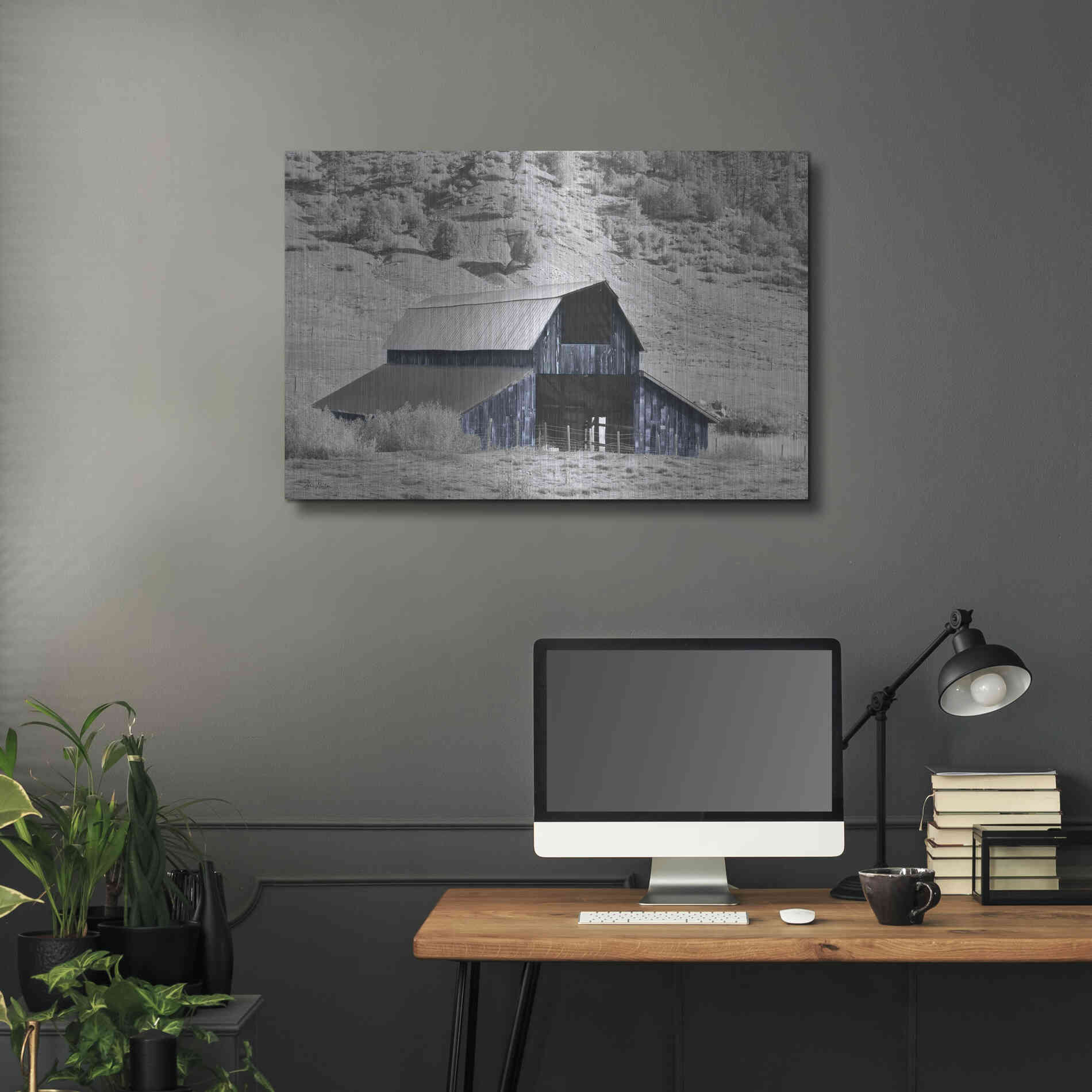 Luxe Metal Art 'Blue Barn II' by Lori Deiter, Metal Wall Art,36x24