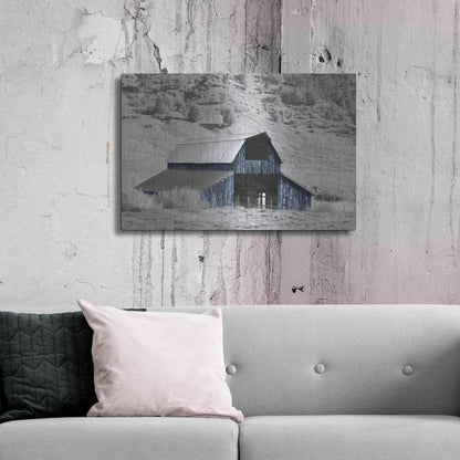 Luxe Metal Art 'Blue Barn II' by Lori Deiter, Metal Wall Art,36x24