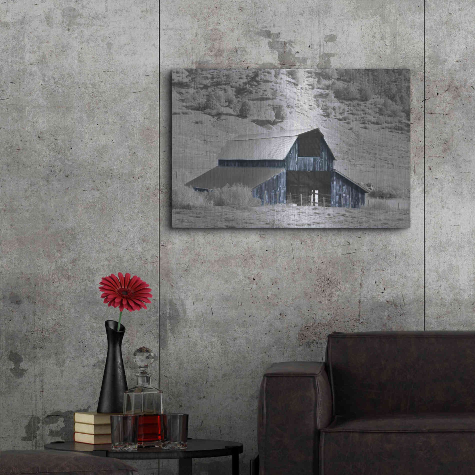 Luxe Metal Art 'Blue Barn II' by Lori Deiter, Metal Wall Art,36x24