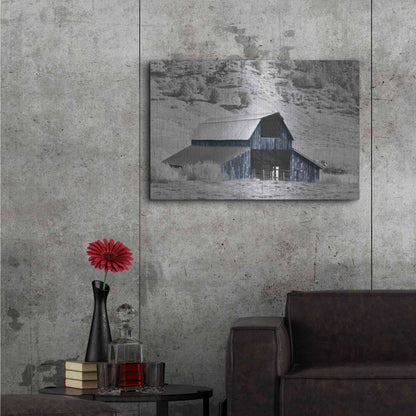 Luxe Metal Art 'Blue Barn II' by Lori Deiter, Metal Wall Art,36x24