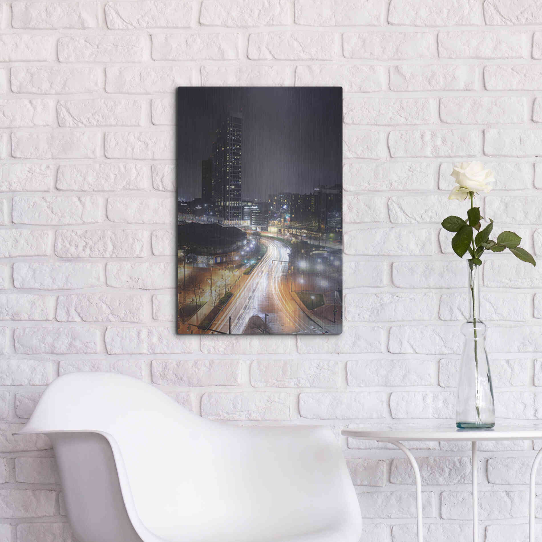 Luxe Metal Art 'Inner Harbor Lights II' by Lori Deiter, Metal Wall Art,16x24