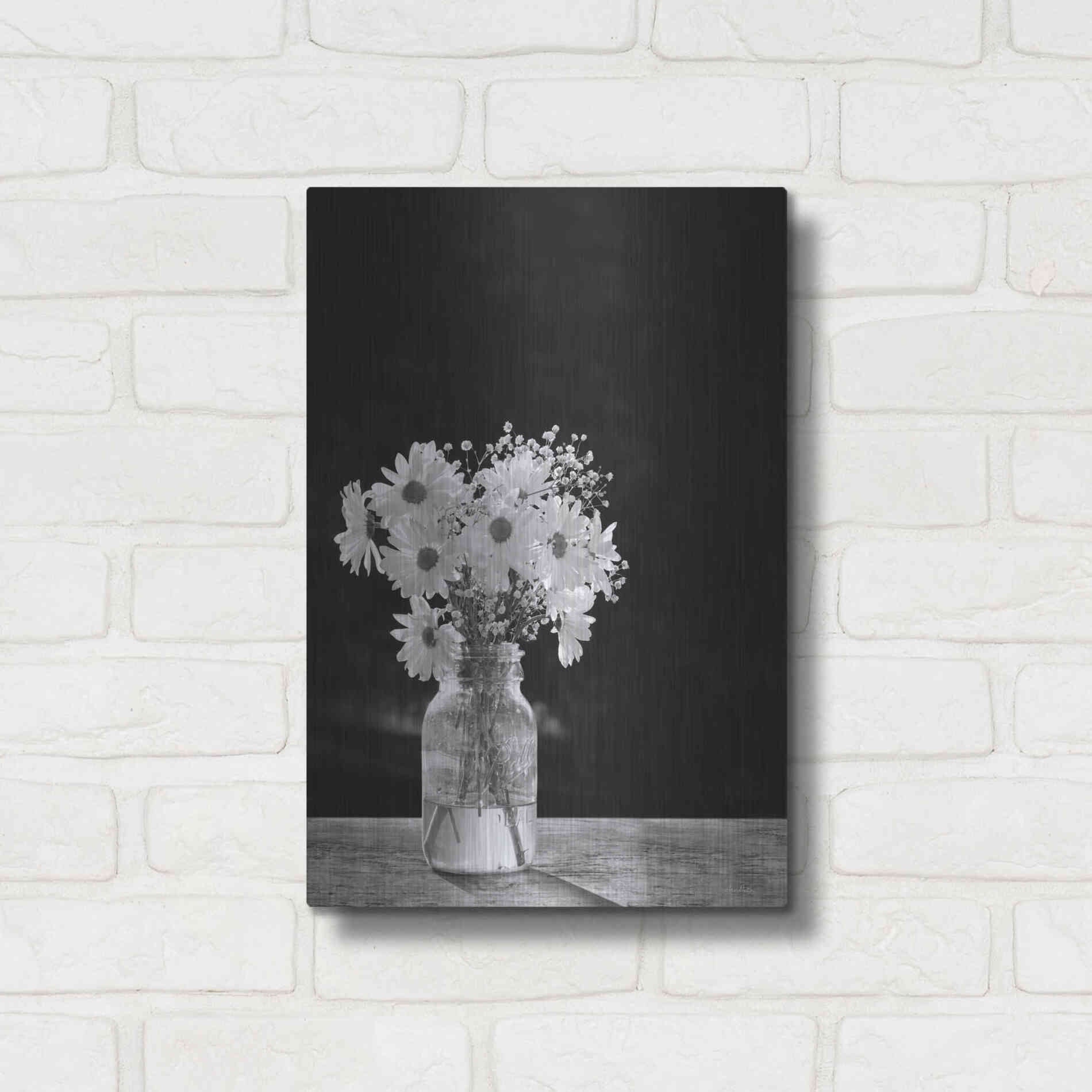 Luxe Metal Art 'Dainty Daisies' by Lori Deiter, Metal Wall Art,12x16