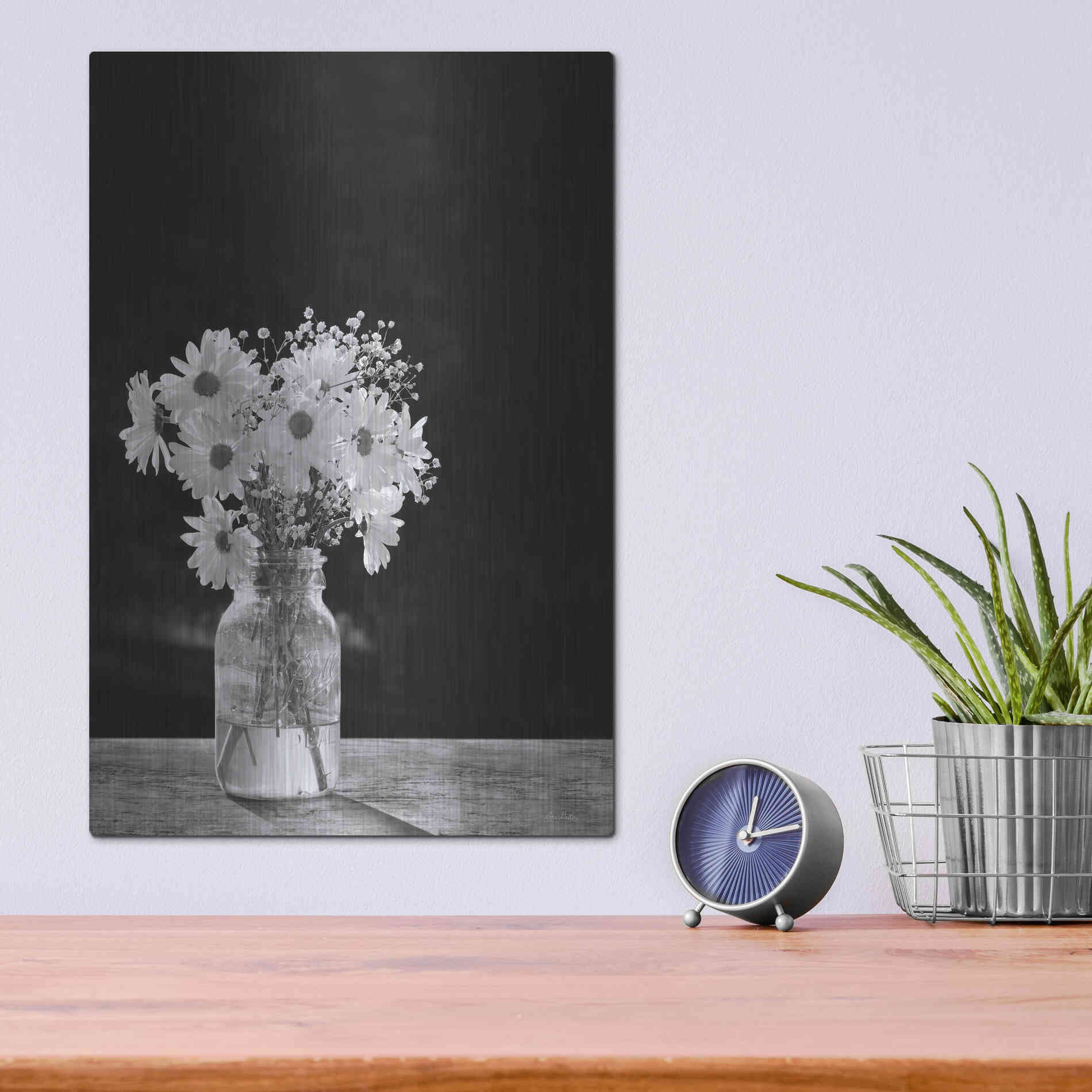 Luxe Metal Art 'Dainty Daisies' by Lori Deiter, Metal Wall Art,12x16