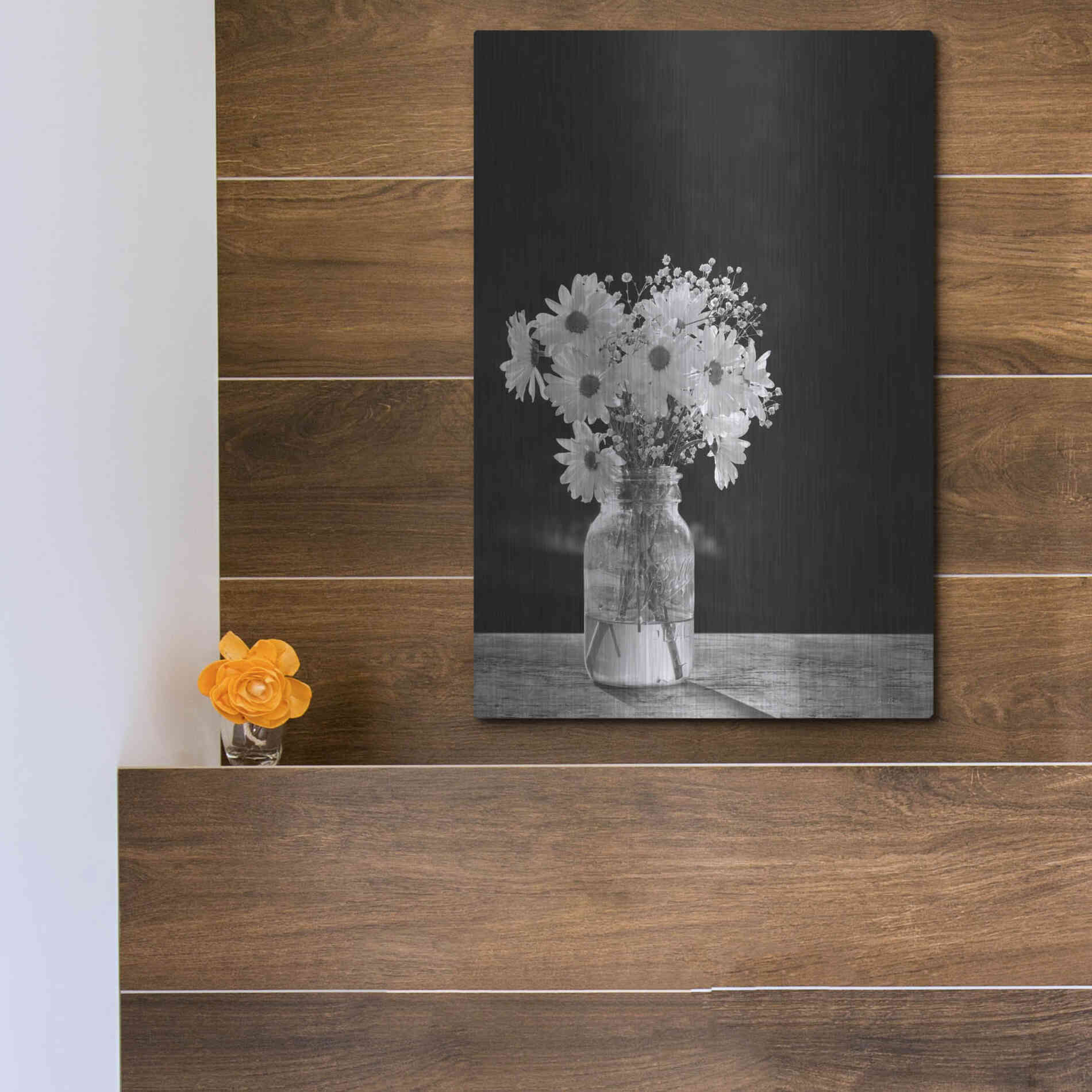 Luxe Metal Art 'Dainty Daisies' by Lori Deiter, Metal Wall Art,12x16