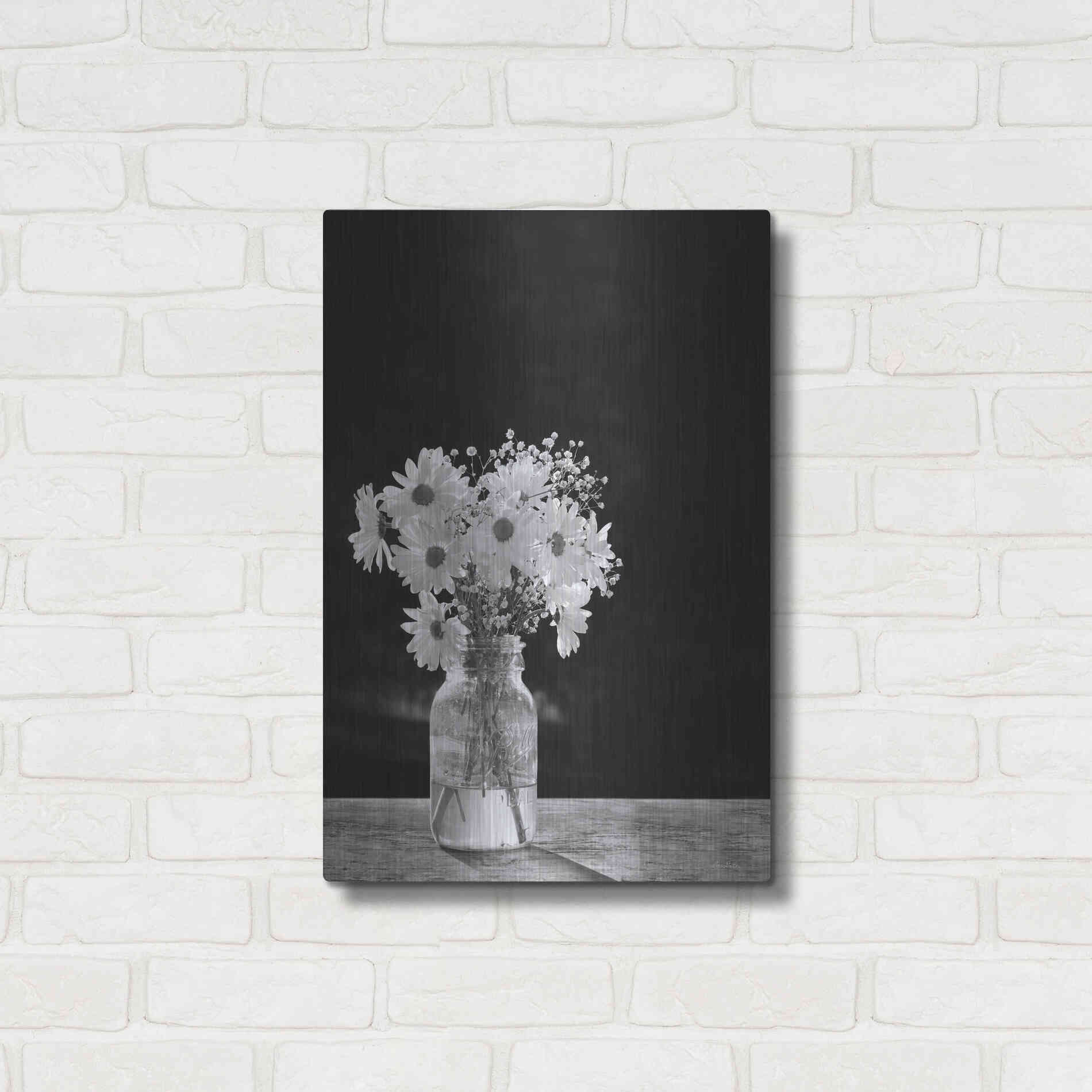 Luxe Metal Art 'Dainty Daisies' by Lori Deiter, Metal Wall Art,16x24