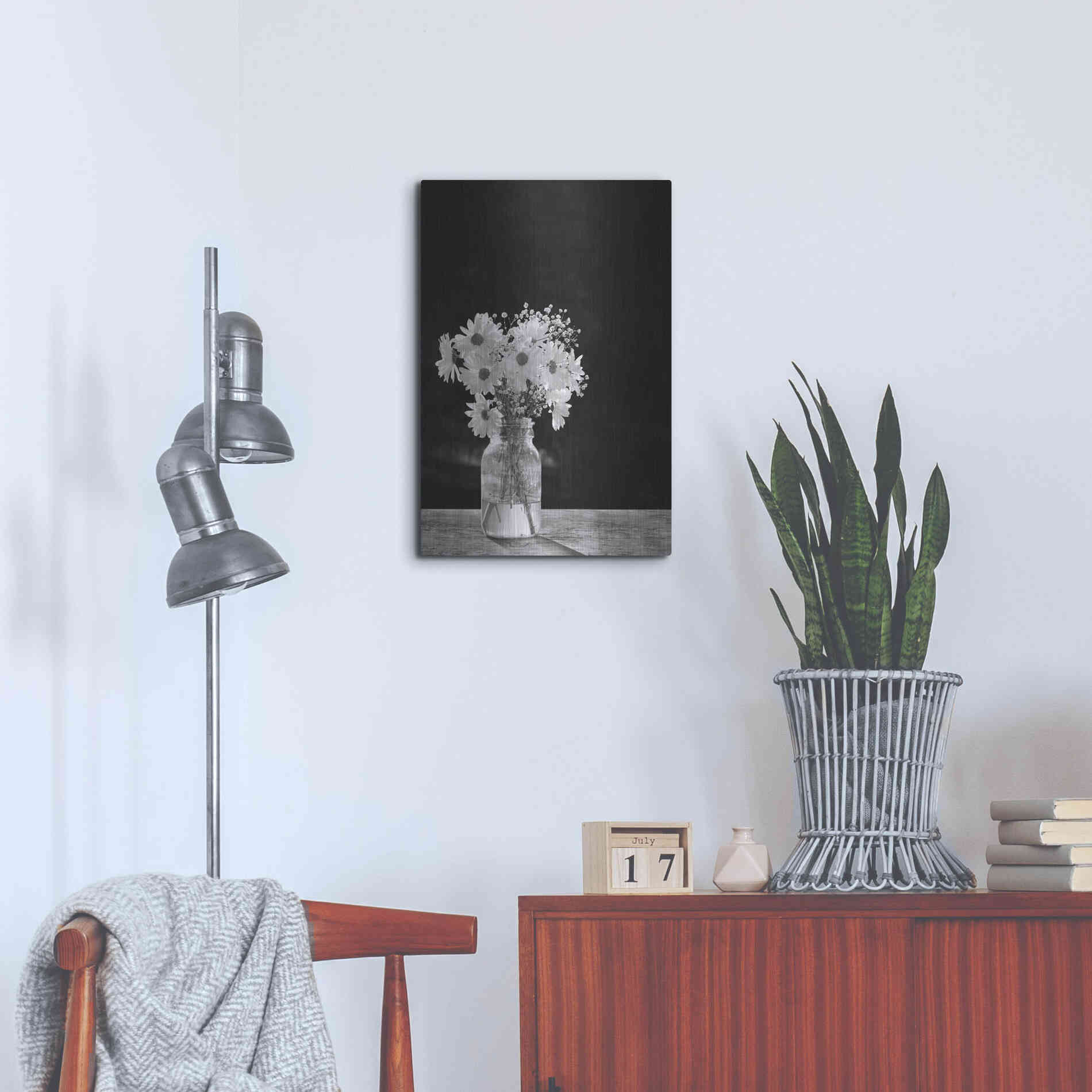 Luxe Metal Art 'Dainty Daisies' by Lori Deiter, Metal Wall Art,16x24