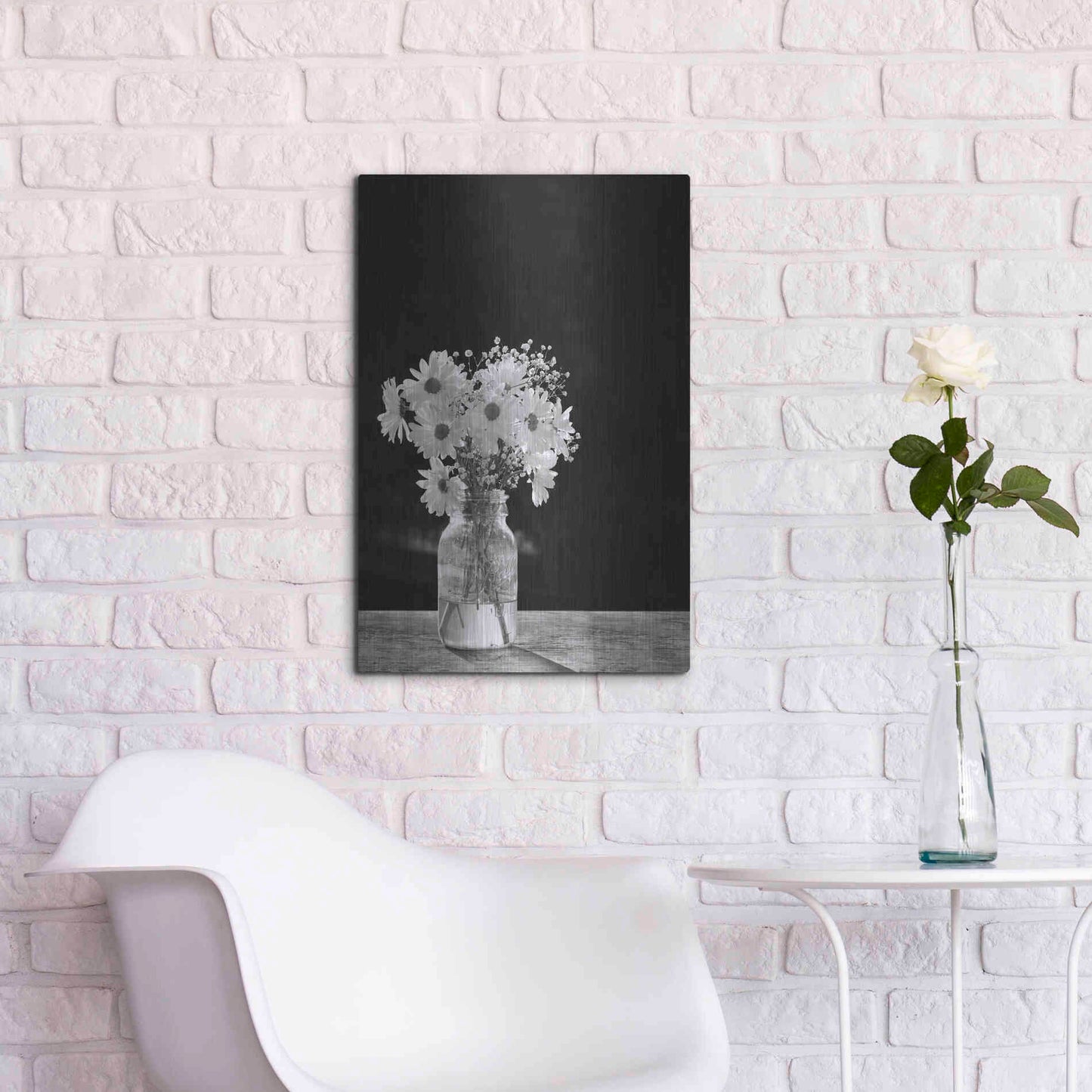 Luxe Metal Art 'Dainty Daisies' by Lori Deiter, Metal Wall Art,16x24