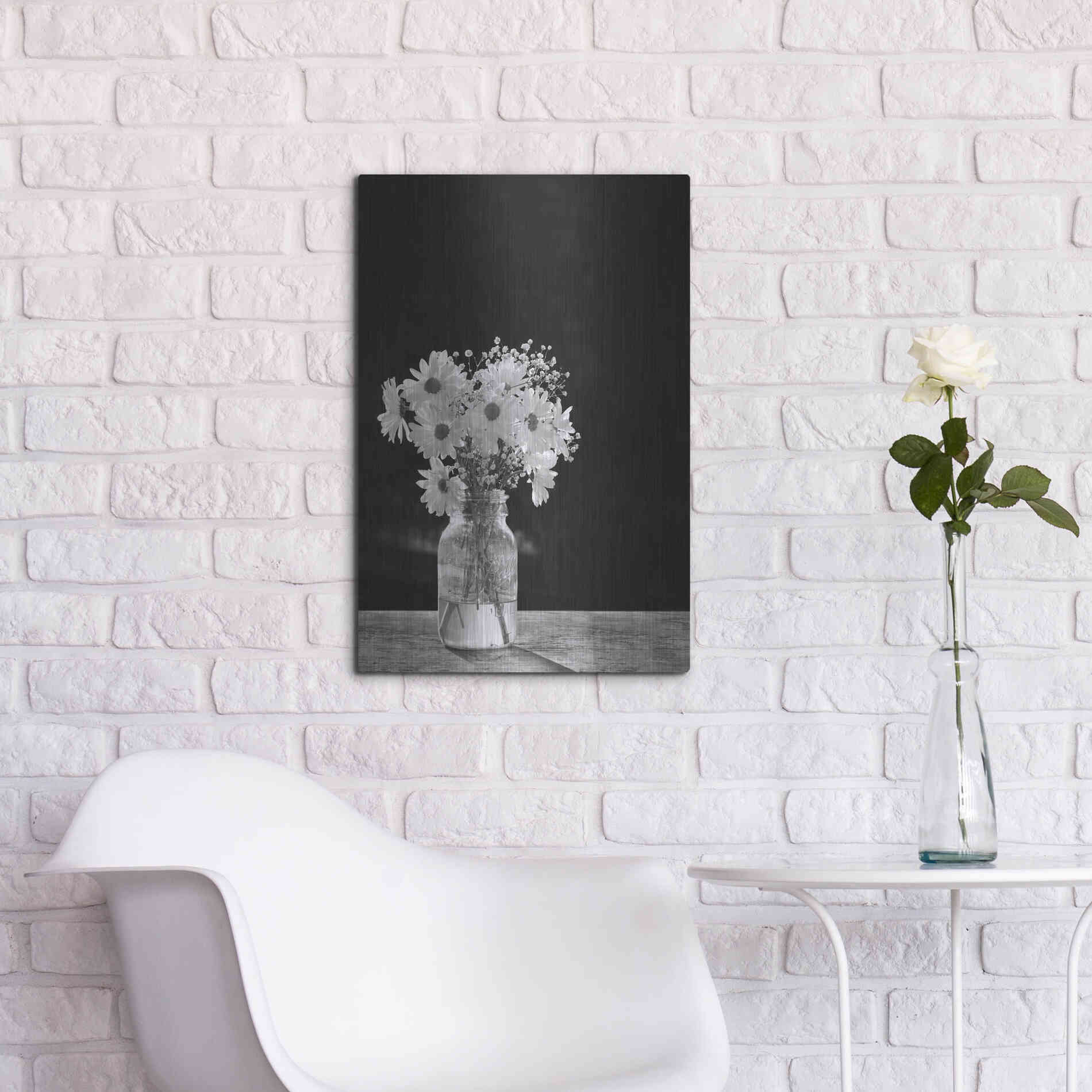 Luxe Metal Art 'Dainty Daisies' by Lori Deiter, Metal Wall Art,16x24