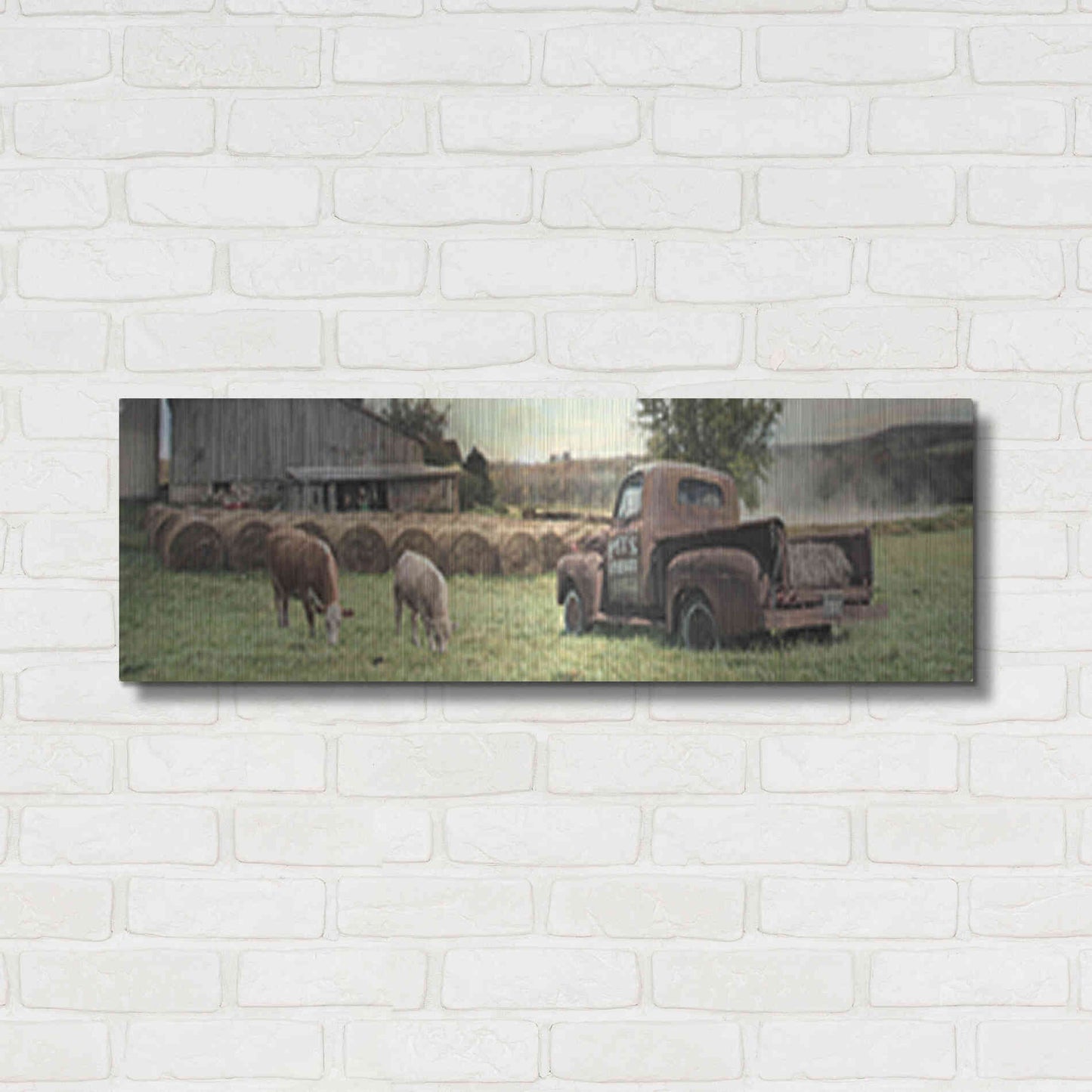 Luxe Metal Art 'Tioga County Farmland' by Lori Deiter, Metal Wall Art,36x12