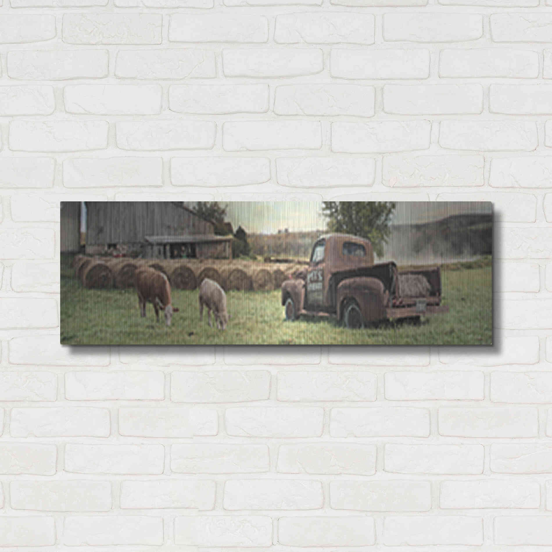 Luxe Metal Art 'Tioga County Farmland' by Lori Deiter, Metal Wall Art,36x12