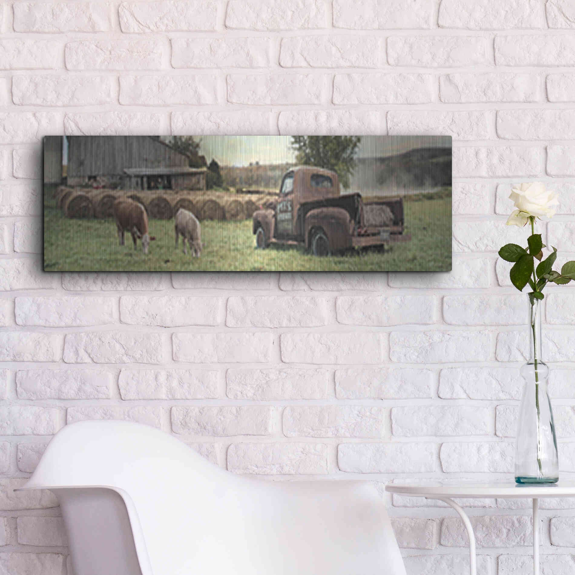 Luxe Metal Art 'Tioga County Farmland' by Lori Deiter, Metal Wall Art,36x12