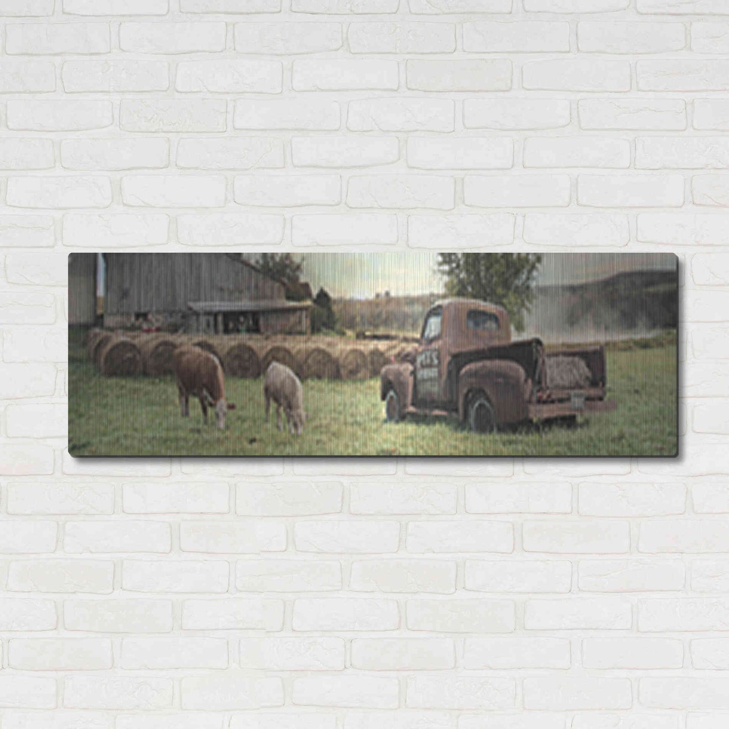 Luxe Metal Art 'Tioga County Farmland' by Lori Deiter, Metal Wall Art,48x16