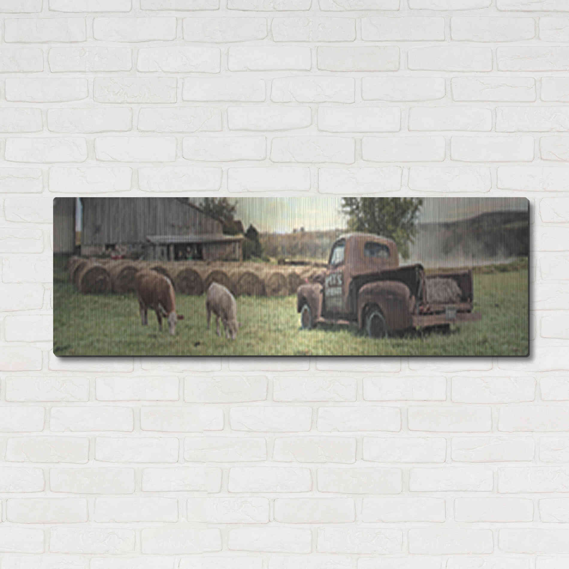 Luxe Metal Art 'Tioga County Farmland' by Lori Deiter, Metal Wall Art,48x16