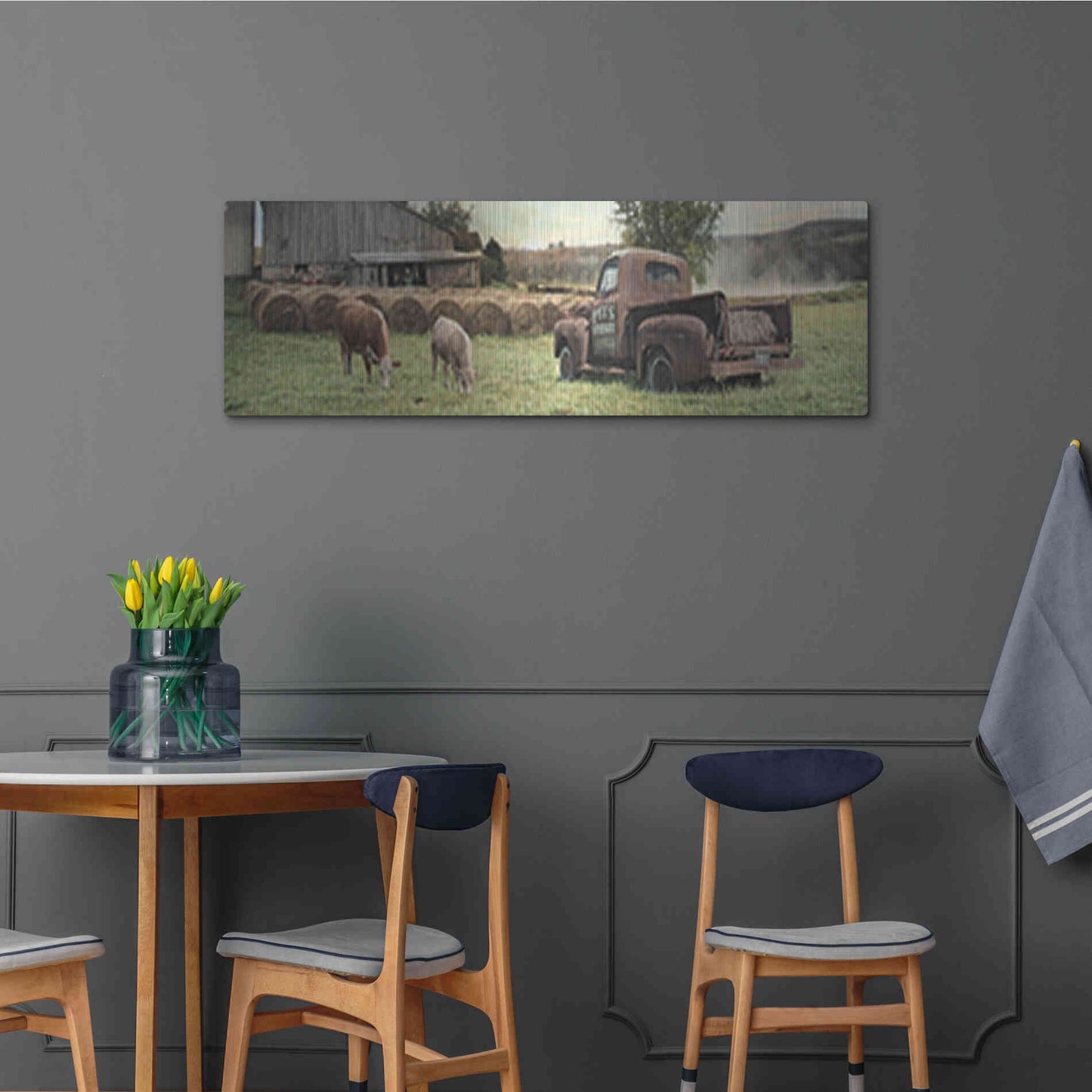 Luxe Metal Art 'Tioga County Farmland' by Lori Deiter, Metal Wall Art,48x16