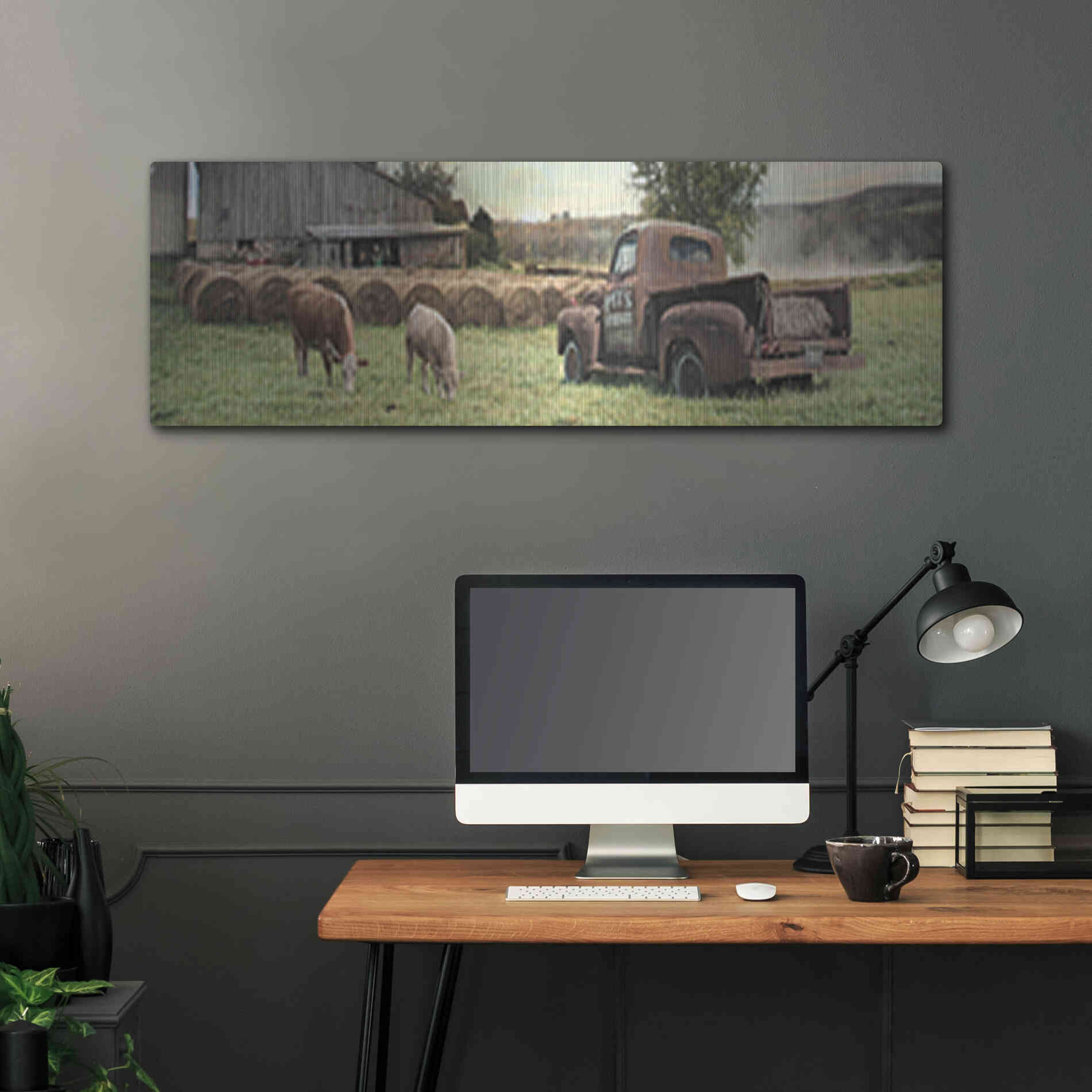 Luxe Metal Art 'Tioga County Farmland' by Lori Deiter, Metal Wall Art,48x16