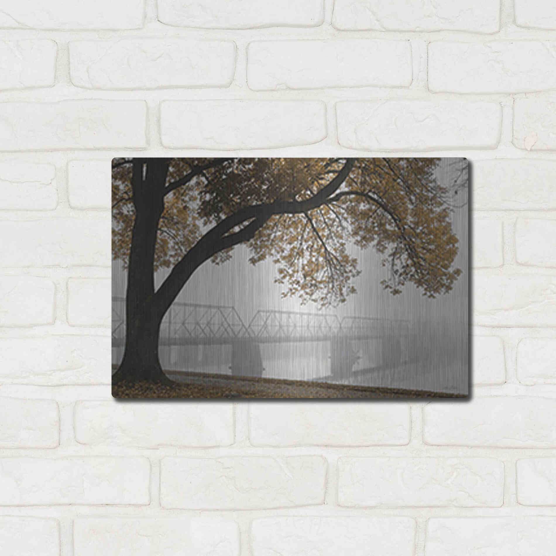 Luxe Metal Art 'Foggy Riverview' by Lori Deiter, Metal Wall Art,16x12
