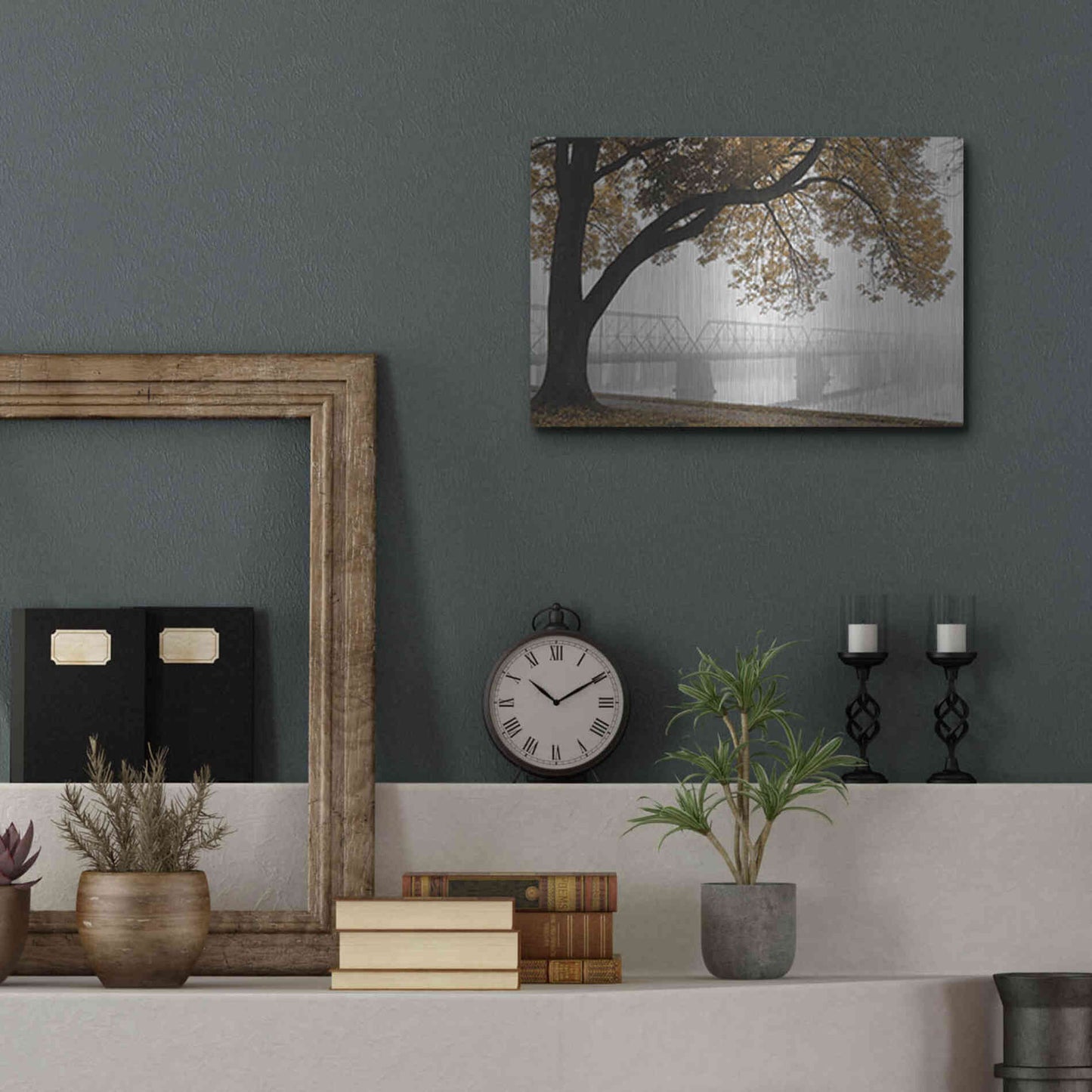 Luxe Metal Art 'Foggy Riverview' by Lori Deiter, Metal Wall Art,16x12
