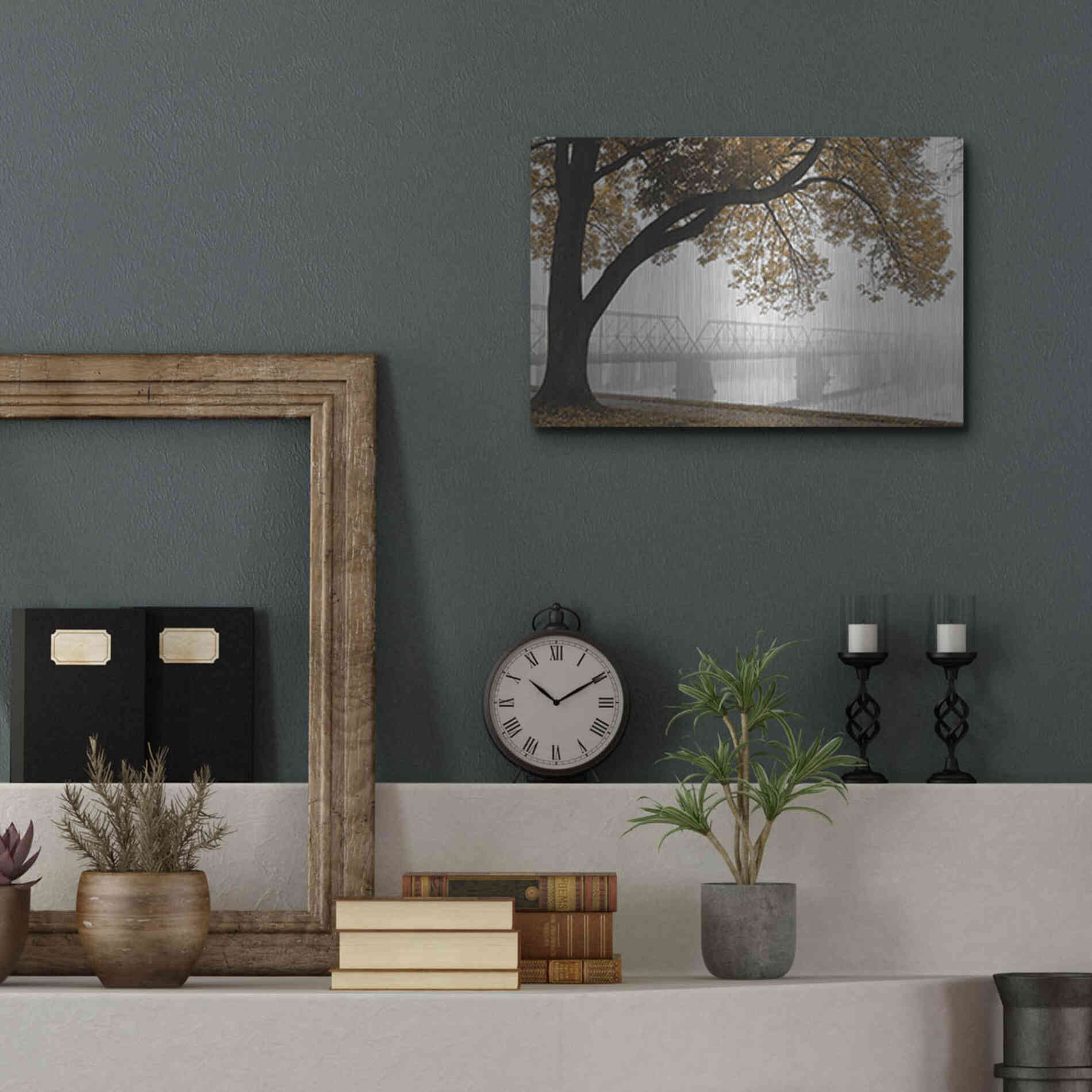 Luxe Metal Art 'Foggy Riverview' by Lori Deiter, Metal Wall Art,16x12