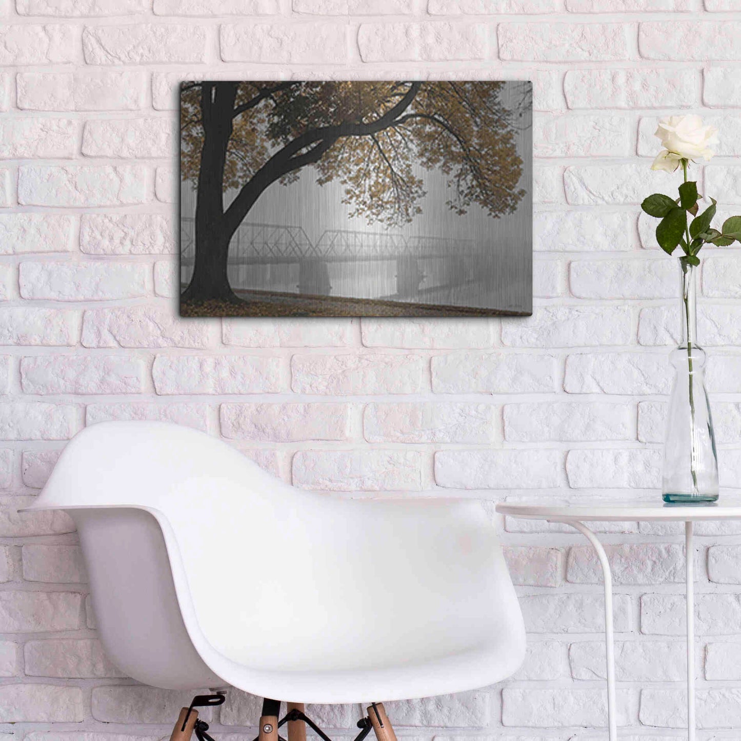Luxe Metal Art 'Foggy Riverview' by Lori Deiter, Metal Wall Art,24x16