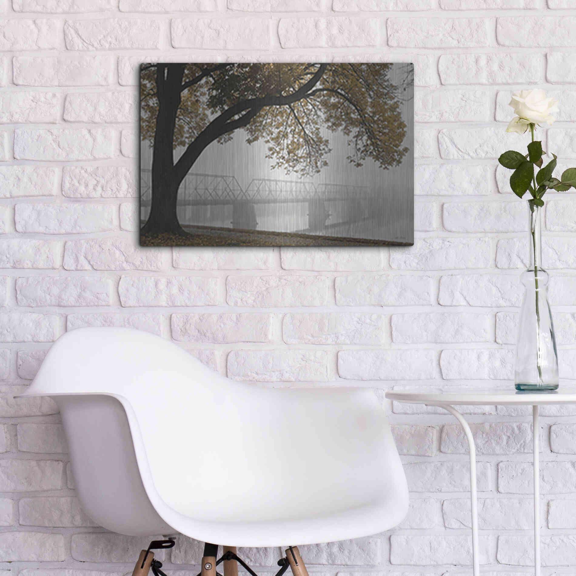 Luxe Metal Art 'Foggy Riverview' by Lori Deiter, Metal Wall Art,24x16