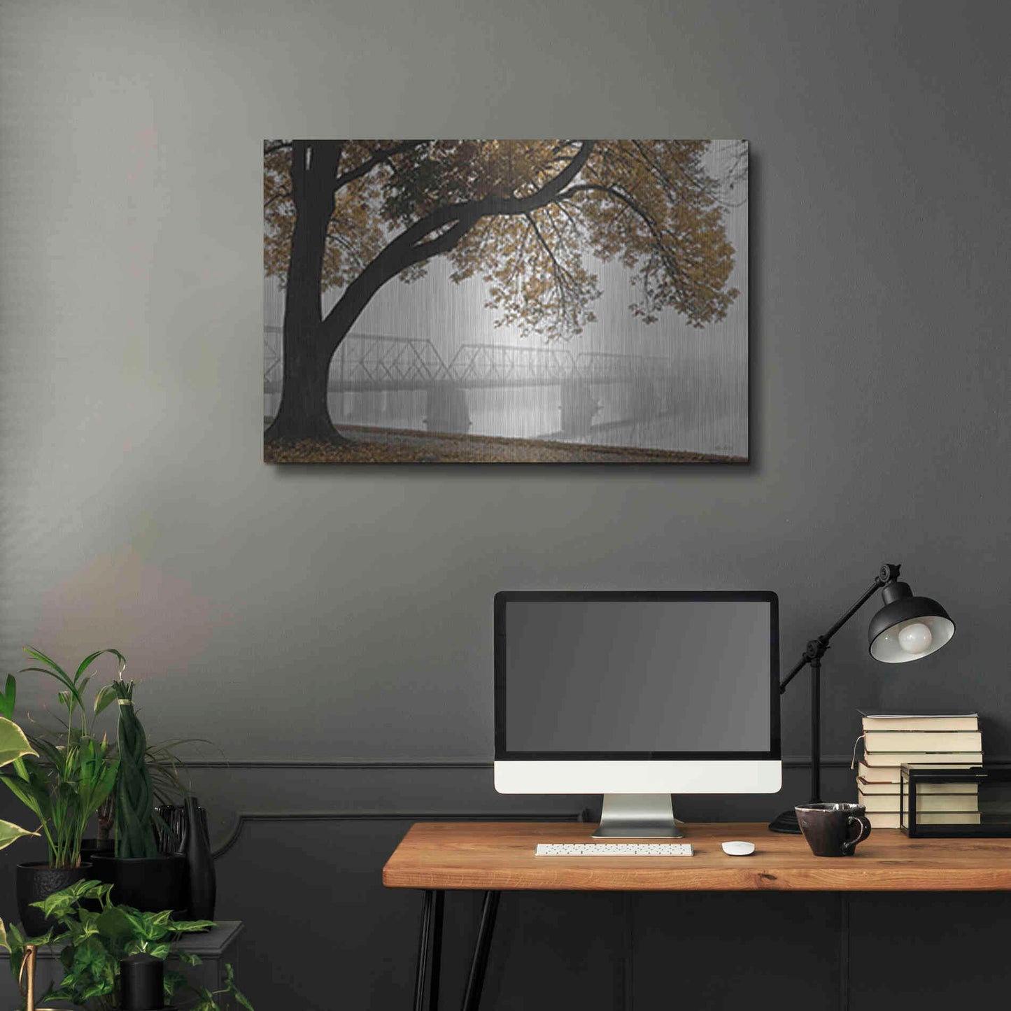Luxe Metal Art 'Foggy Riverview' by Lori Deiter, Metal Wall Art,36x24