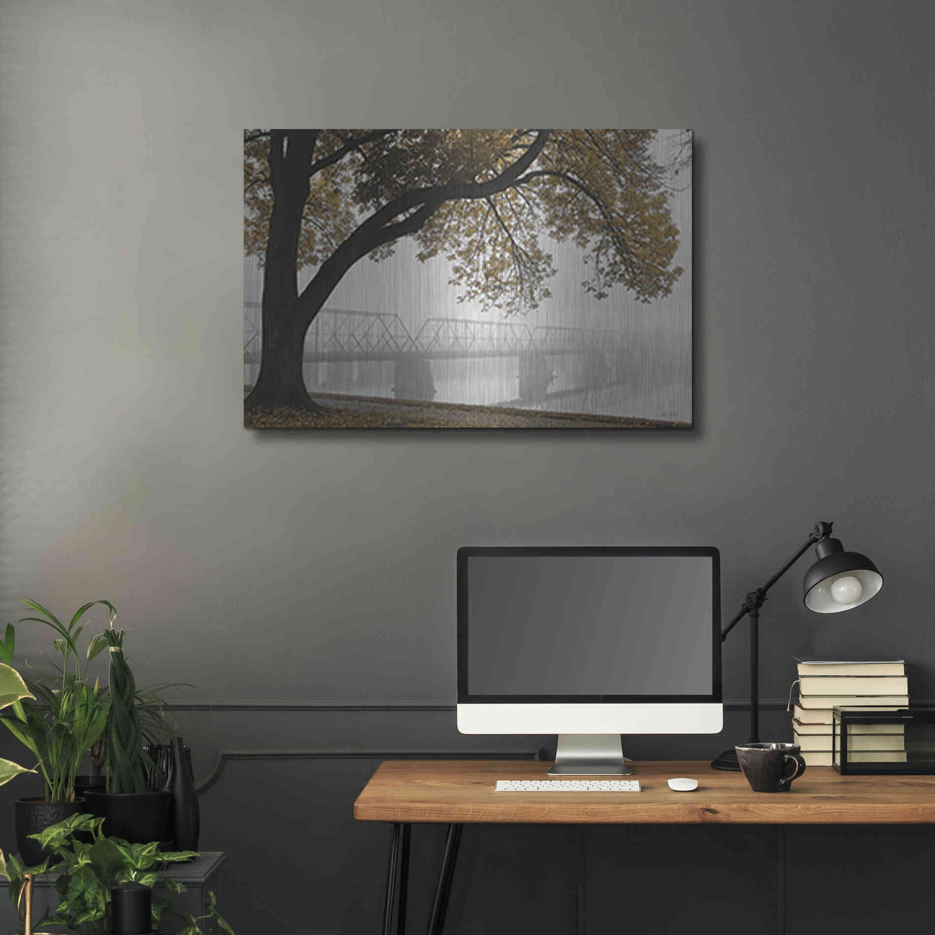 Luxe Metal Art 'Foggy Riverview' by Lori Deiter, Metal Wall Art,36x24