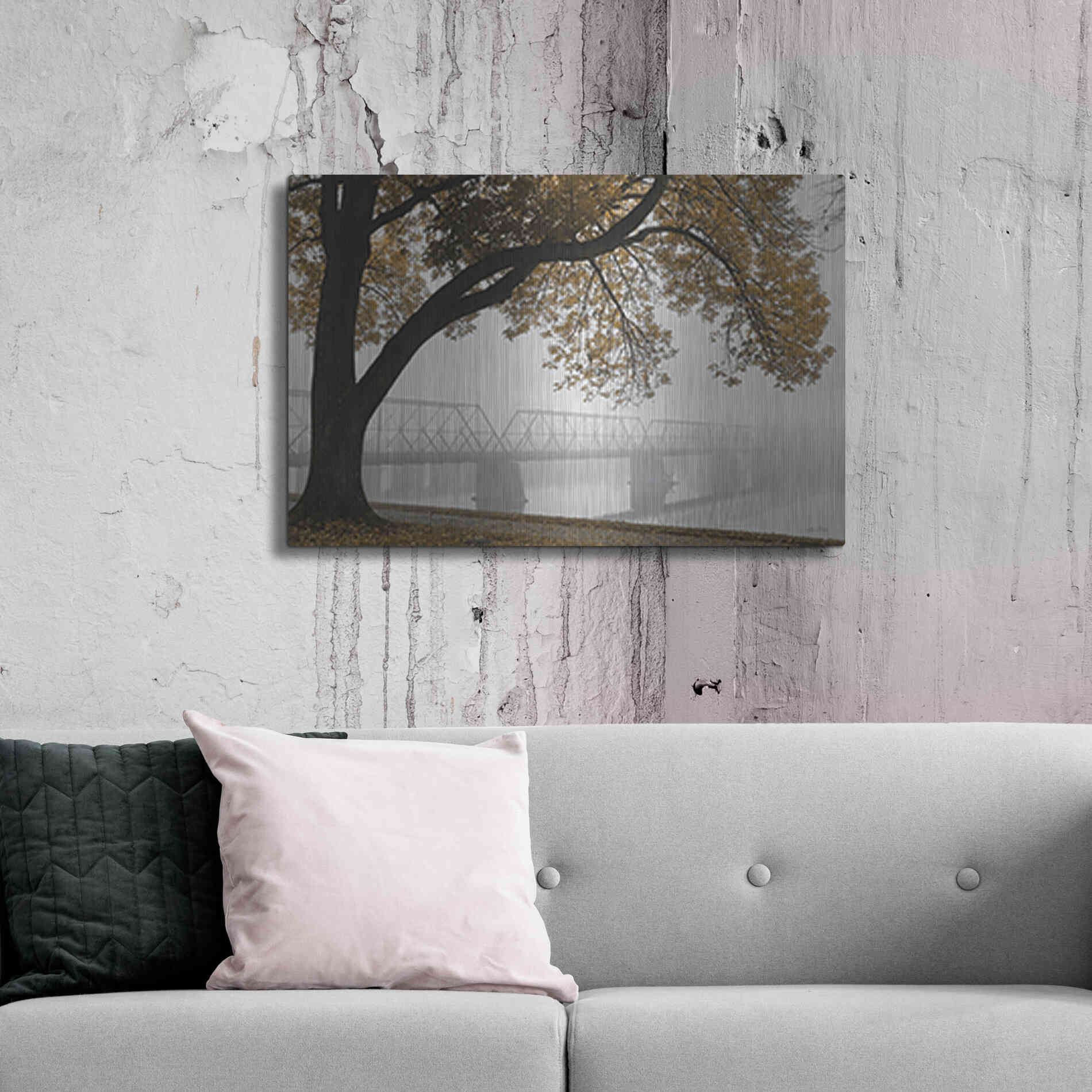Luxe Metal Art 'Foggy Riverview' by Lori Deiter, Metal Wall Art,36x24