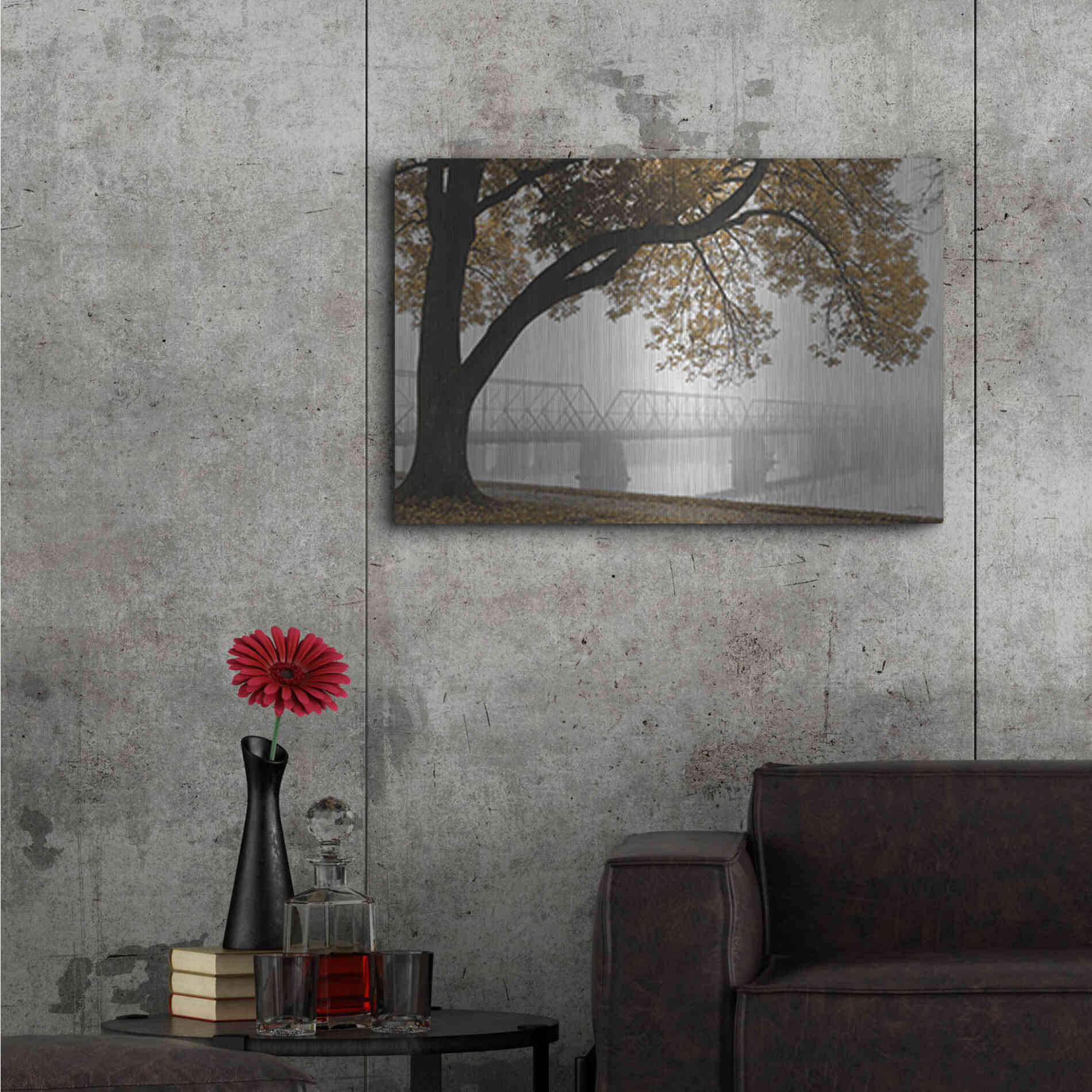 Luxe Metal Art 'Foggy Riverview' by Lori Deiter, Metal Wall Art,36x24