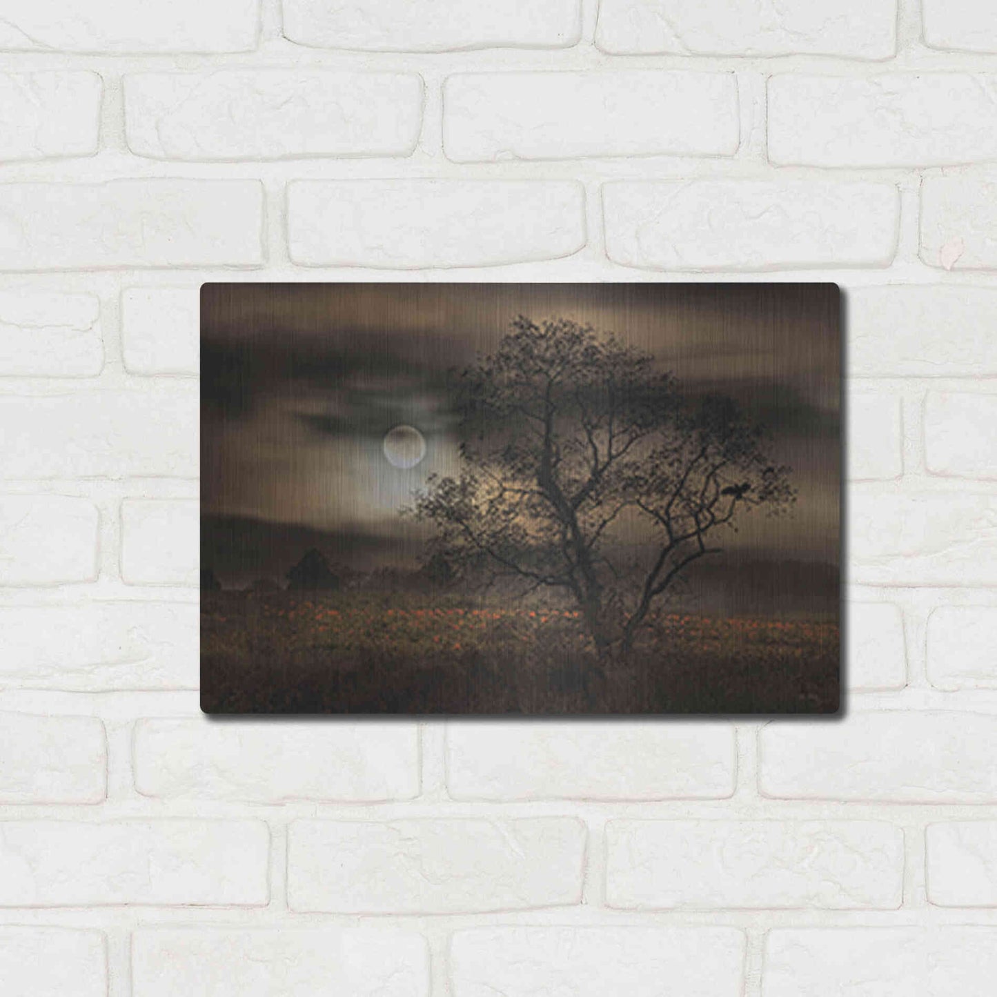 Luxe Metal Art 'When Pumpkins Glow by Moonlight' by Lori Deiter, Metal Wall Art,16x12