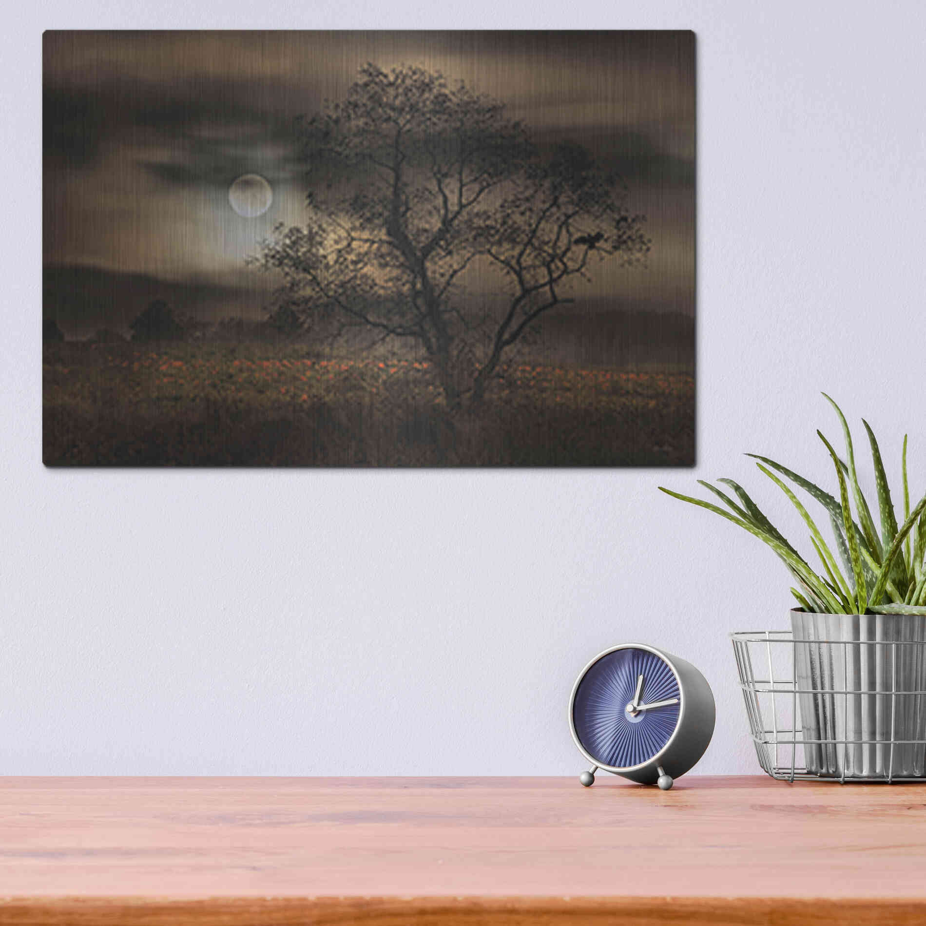 Luxe Metal Art 'When Pumpkins Glow by Moonlight' by Lori Deiter, Metal Wall Art,16x12