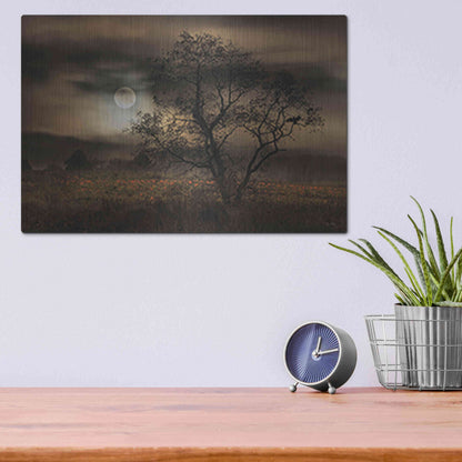 Luxe Metal Art 'When Pumpkins Glow by Moonlight' by Lori Deiter, Metal Wall Art,16x12