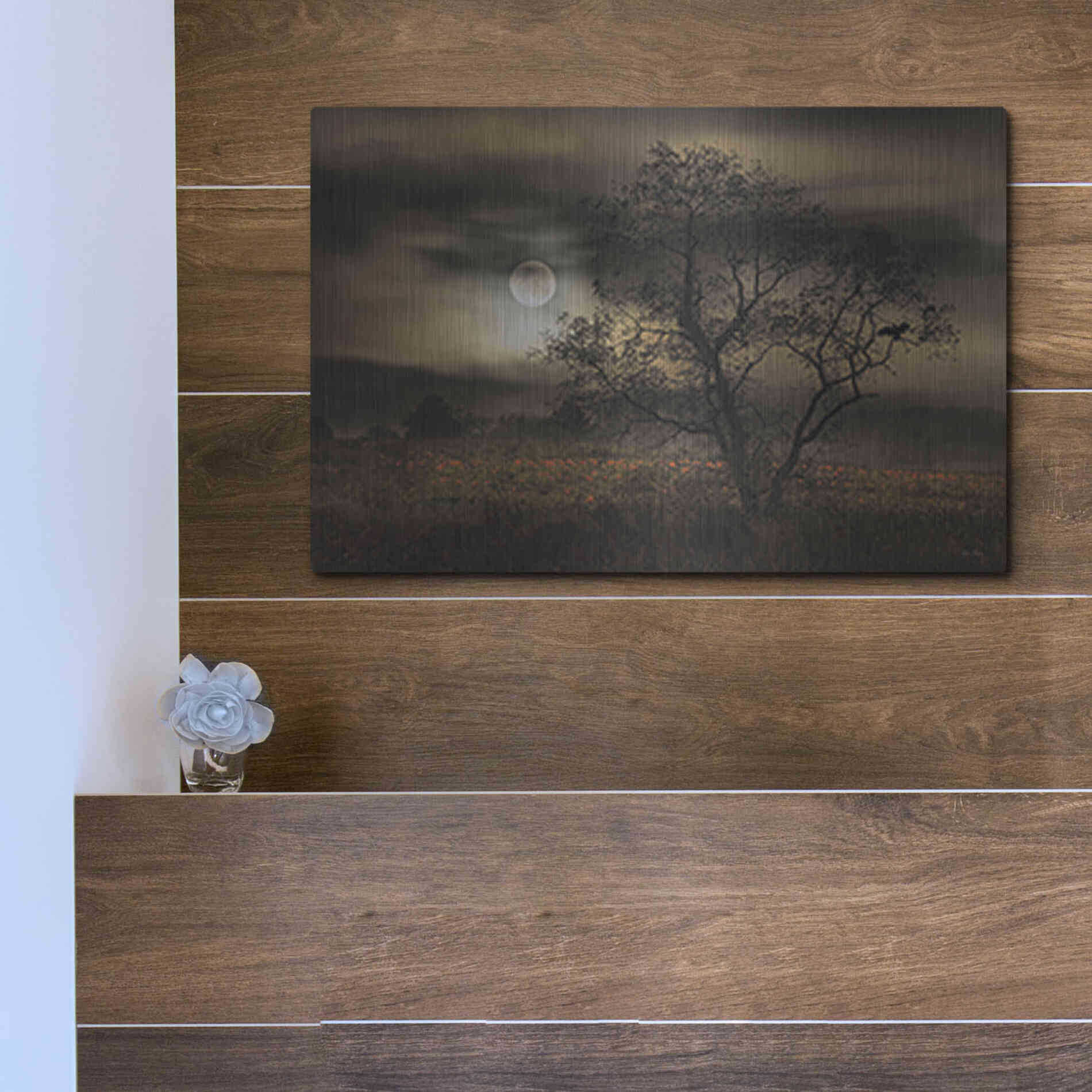 Luxe Metal Art 'When Pumpkins Glow by Moonlight' by Lori Deiter, Metal Wall Art,16x12