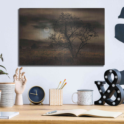 Luxe Metal Art 'When Pumpkins Glow by Moonlight' by Lori Deiter, Metal Wall Art,16x12
