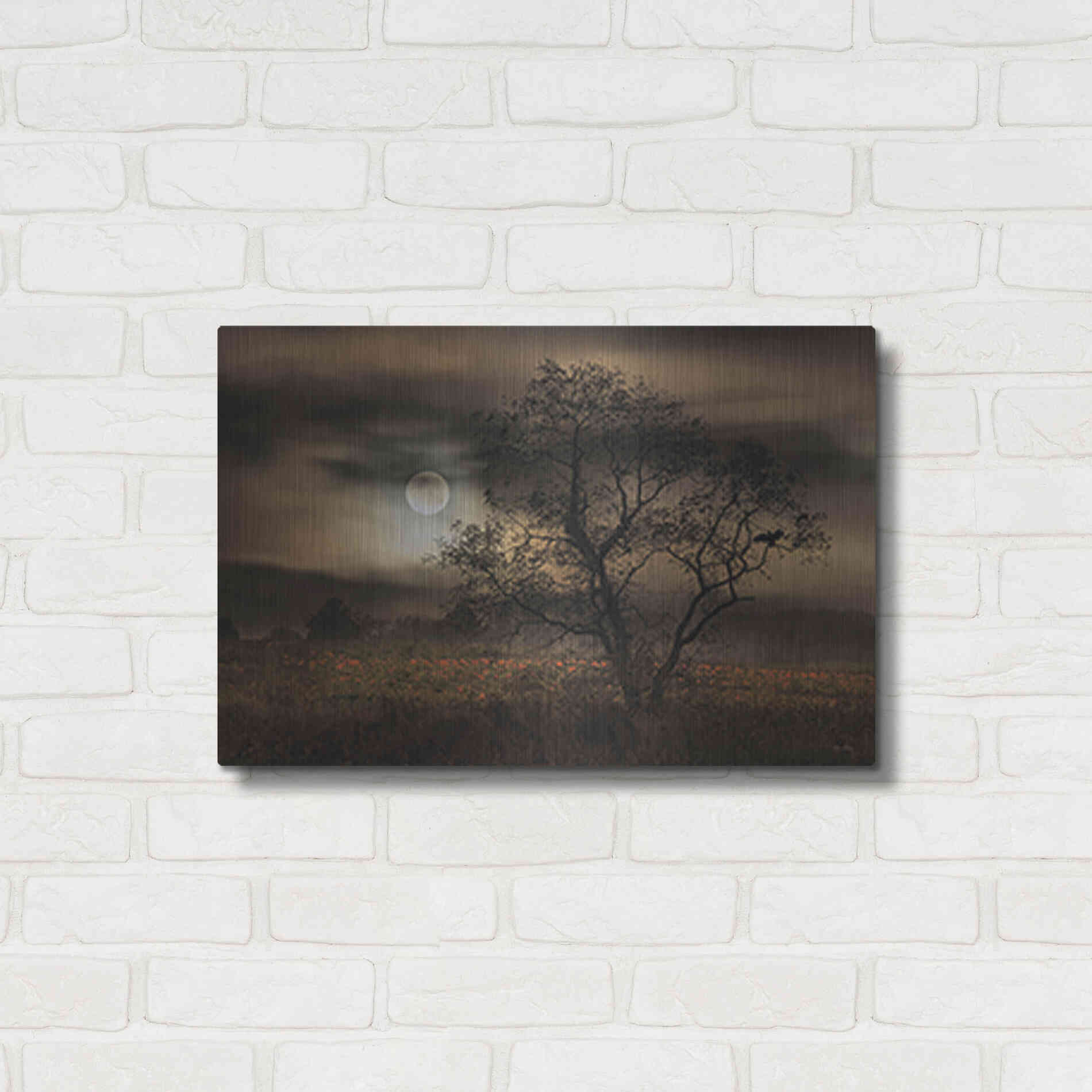 Luxe Metal Art 'When Pumpkins Glow by Moonlight' by Lori Deiter, Metal Wall Art,24x16
