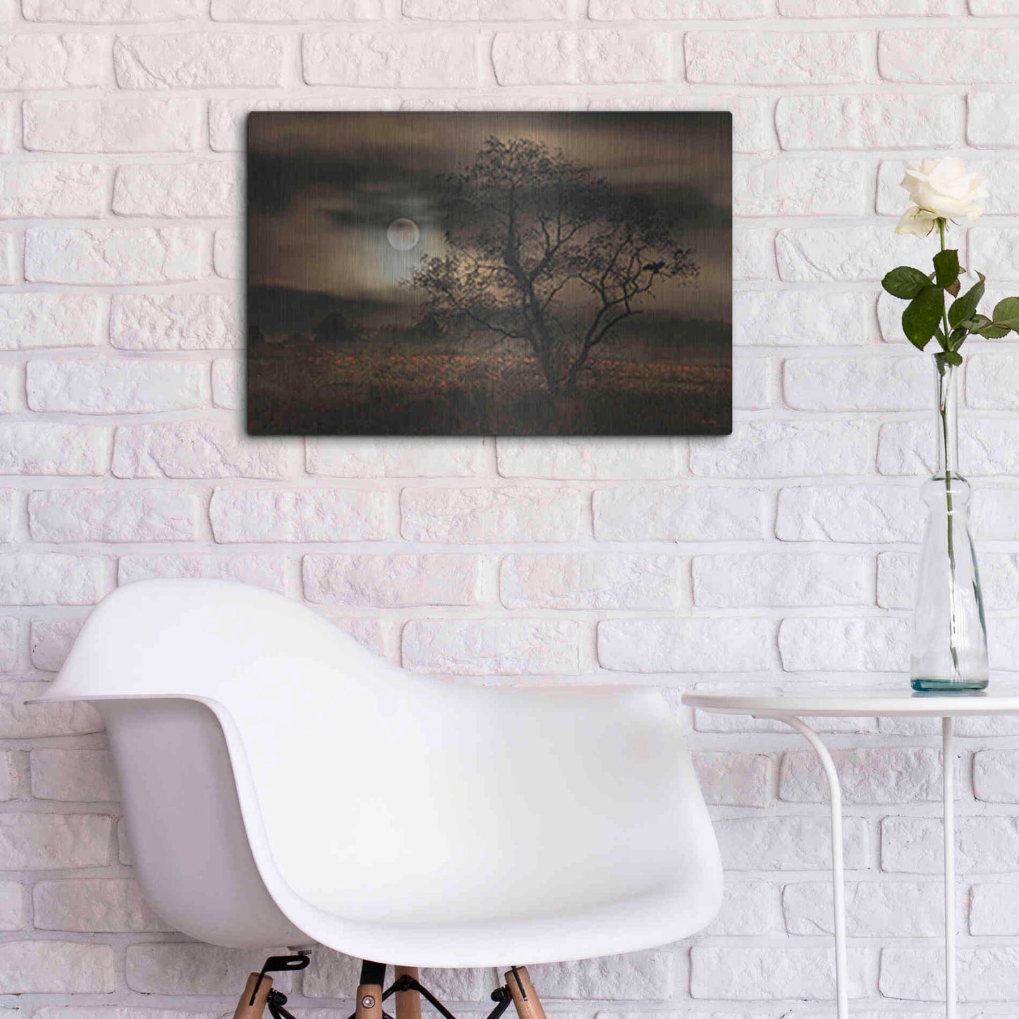 Luxe Metal Art 'When Pumpkins Glow by Moonlight' by Lori Deiter, Metal Wall Art,24x16