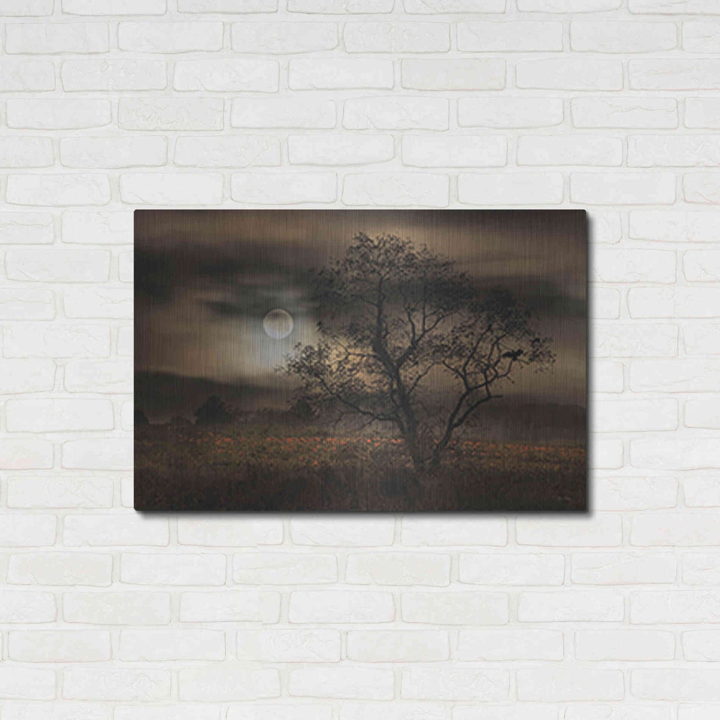 Luxe Metal Art 'When Pumpkins Glow by Moonlight' by Lori Deiter, Metal Wall Art,36x24