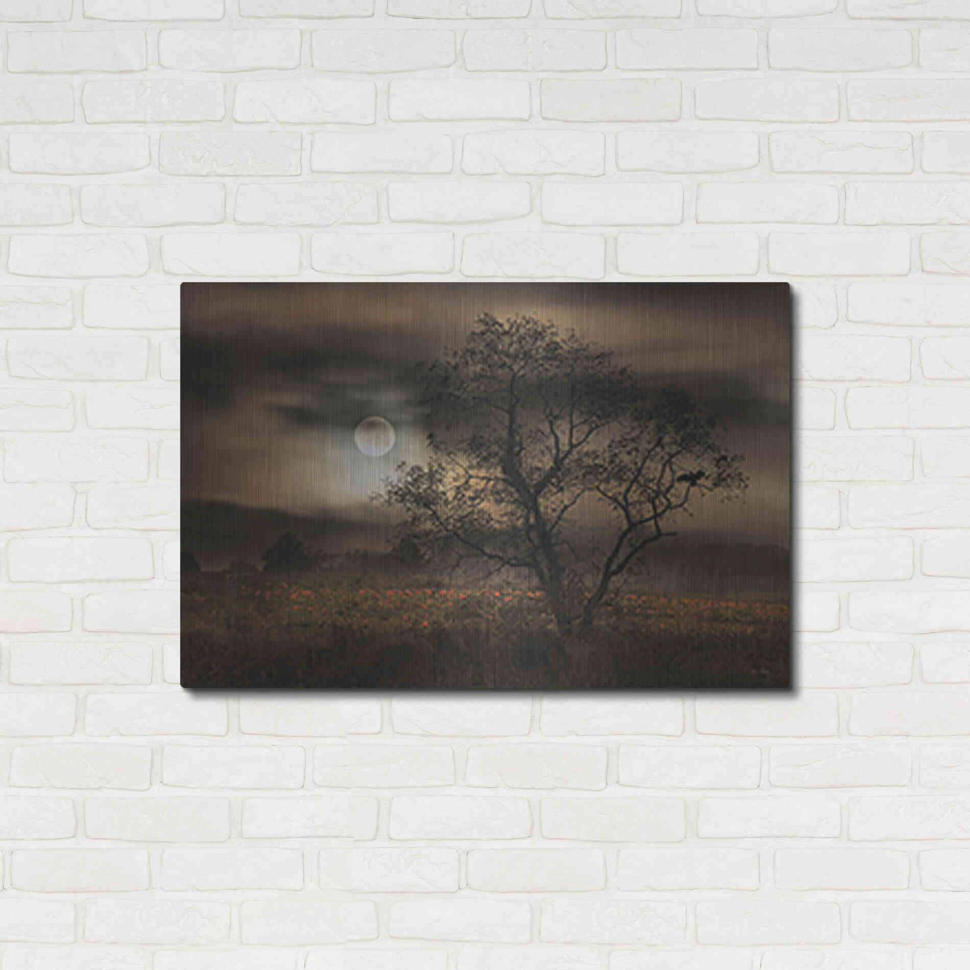 Luxe Metal Art 'When Pumpkins Glow by Moonlight' by Lori Deiter, Metal Wall Art,36x24